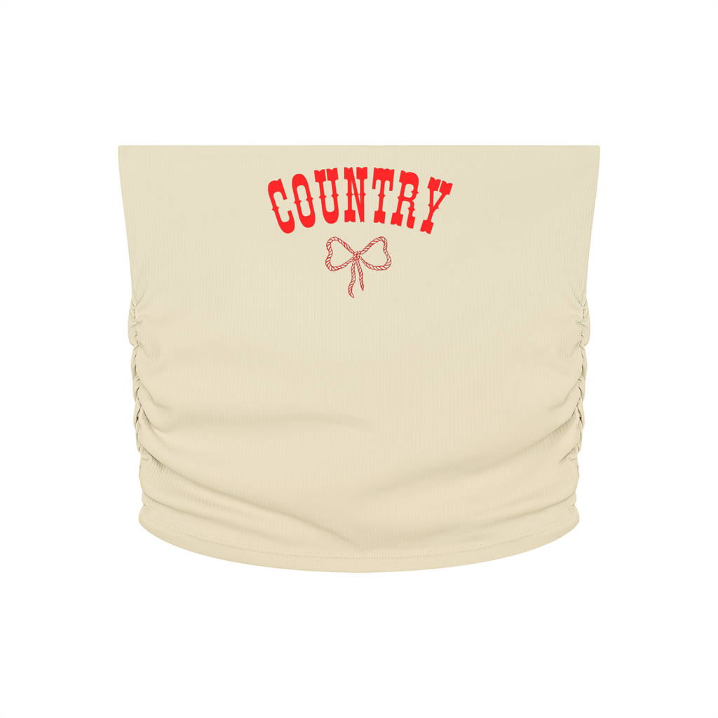 Country Ruched Cropped Tube Top