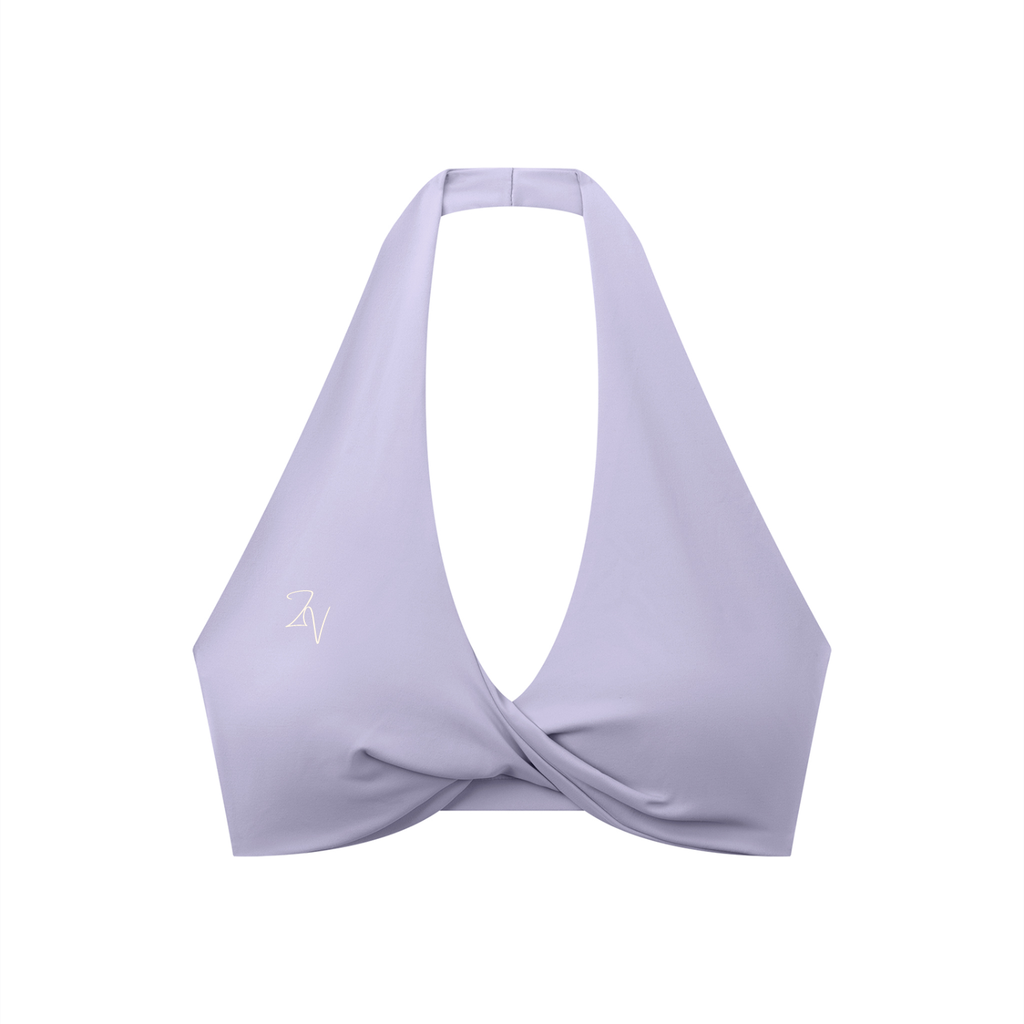 Women's Pleated Halter Sports Bra | Built-In Padded Athletic Workout Bra