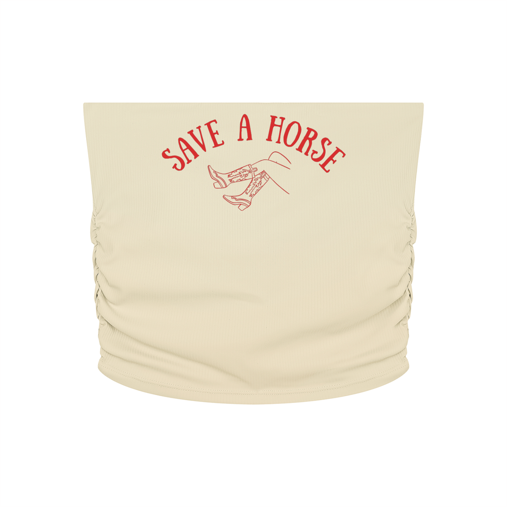 Save a Horse Ruched Cropped Tube Top