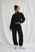 Women's Mock-Neck Quarter-Zip Sweatshirt | Casual Oversized Pullover