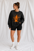 Vintage Wash Orange Spiderweb Monster Graphic Unisex Crewneck Sweatshirt