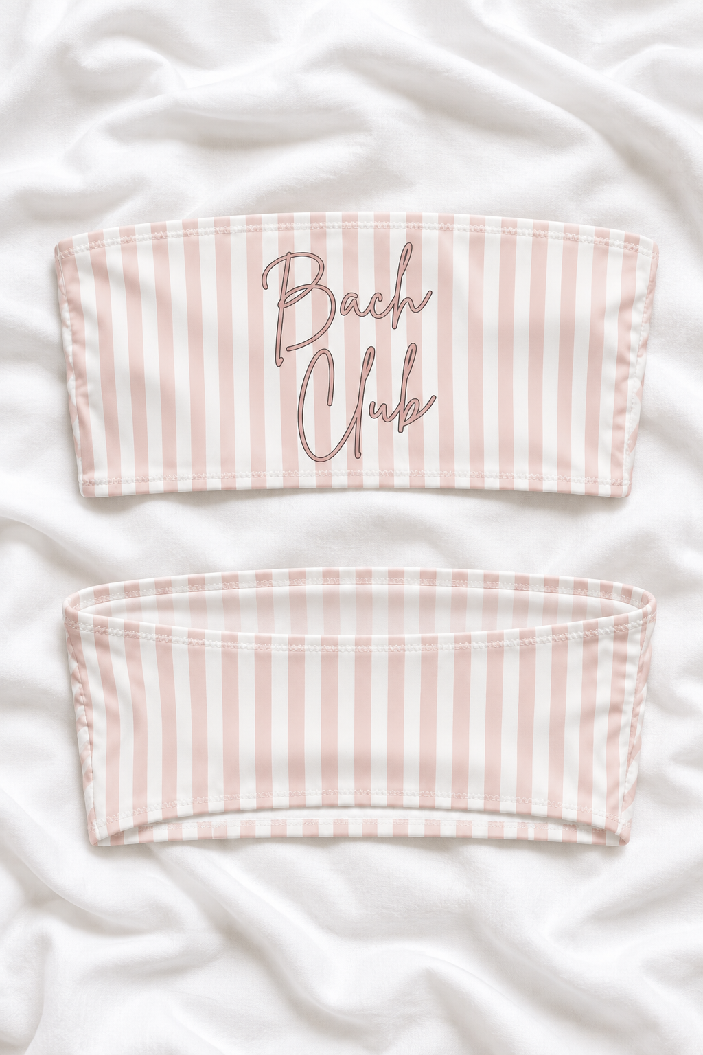 Bach Club Pink Striped Bandeau Bikini Top | Bachelorette Swimwear