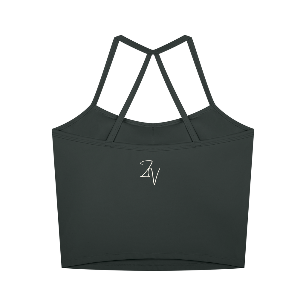 Women's Cross Back Active Crop Tank | Built-In Padded Workout Top