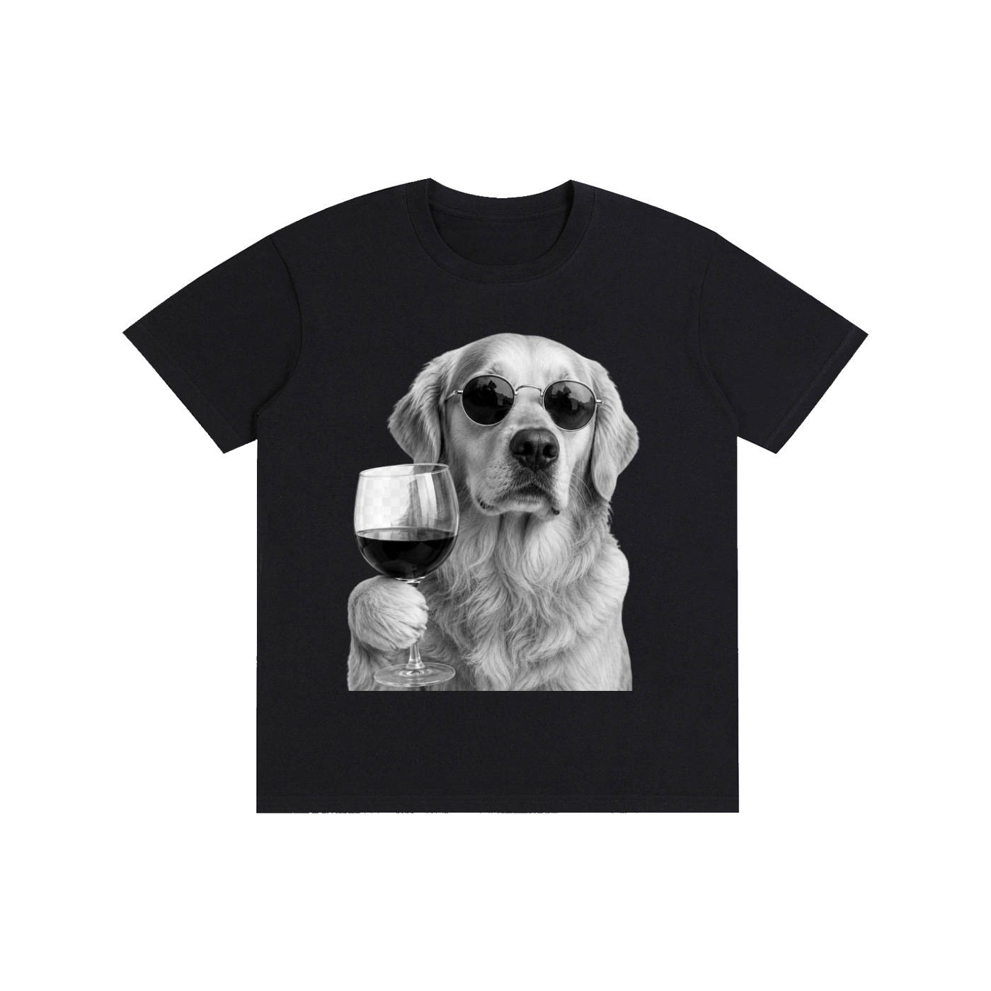 Wine Dog Unisex Cotton Tee | Funny Dog Graphic T-Shirt for Adults