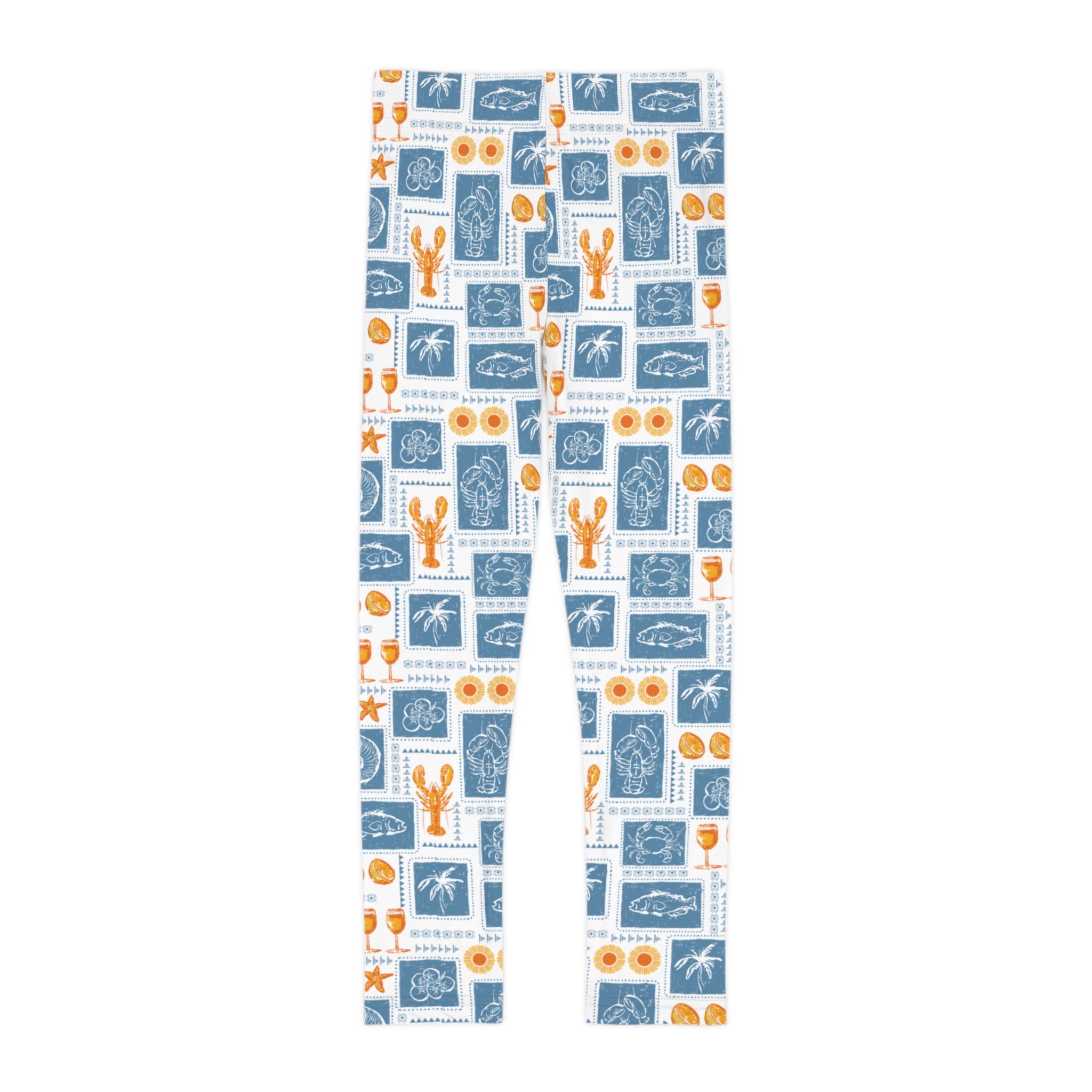 Kids Leggings — Nautical Lobster & Seashell