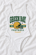 Green Bay Football One-Piece Swimsuit – Women’s Game Day Swimwear