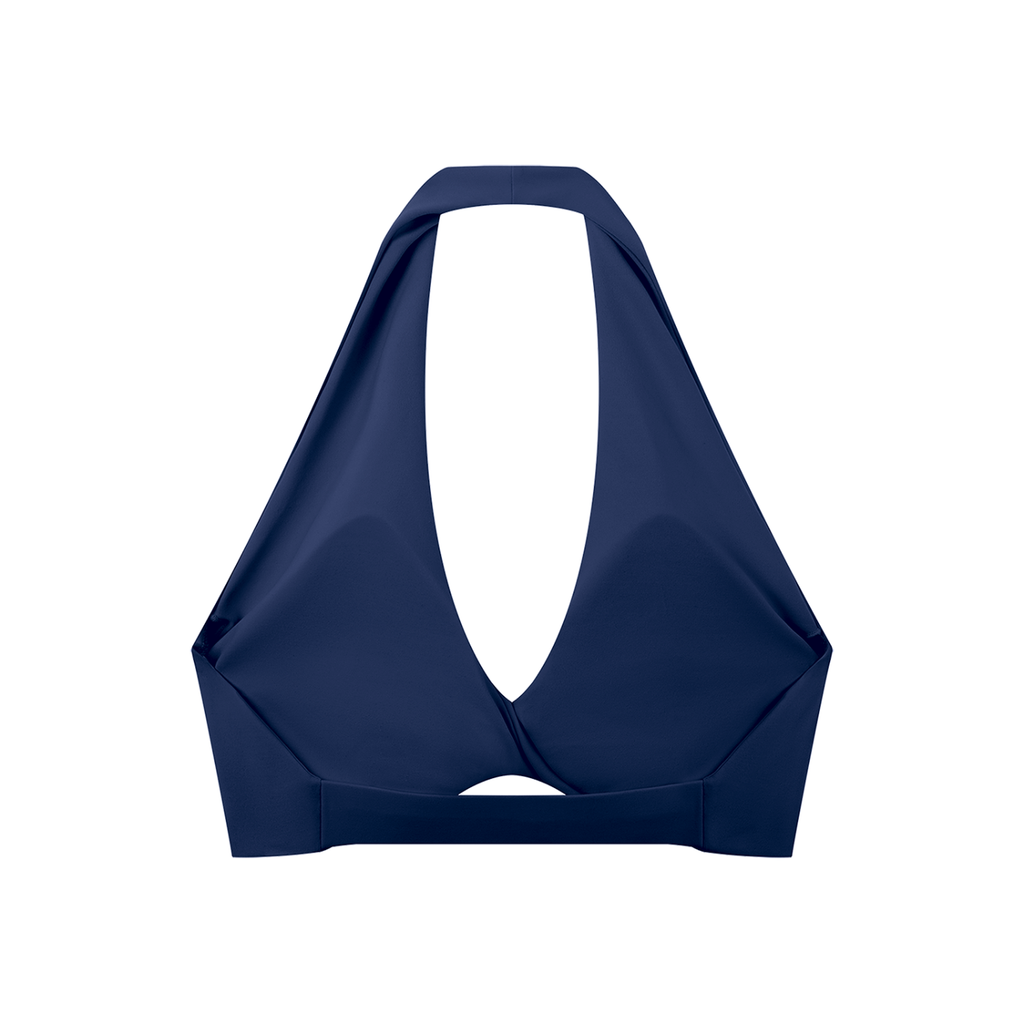 Women's Pleated Halter Sports Bra | Built-In Padded Athletic Workout Bra