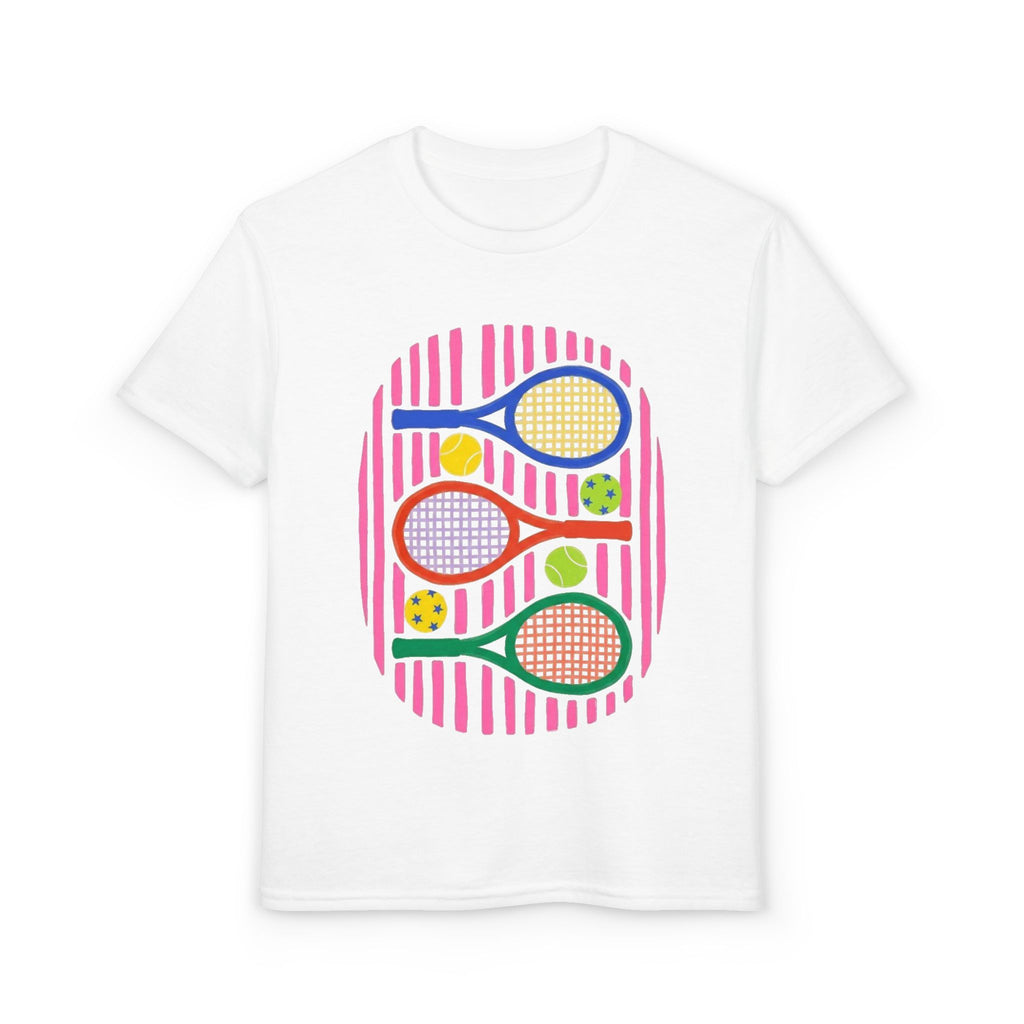 Youth Tennis Racket T-Shirt — Colorful Pickleball & Tennis Kids Tee