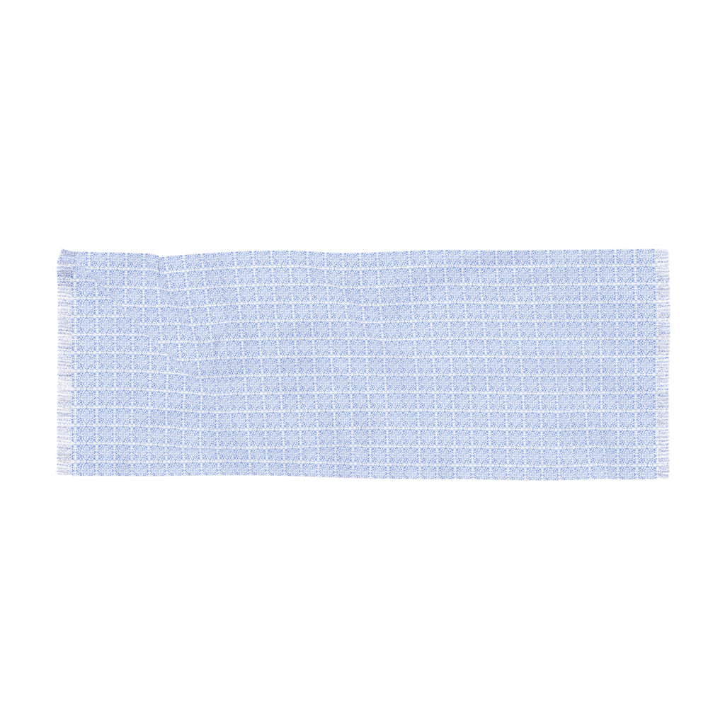 Light Blue Tile Lightweight Scarf | Mediterranean Long Fashion Scarf & Coastal Wrap