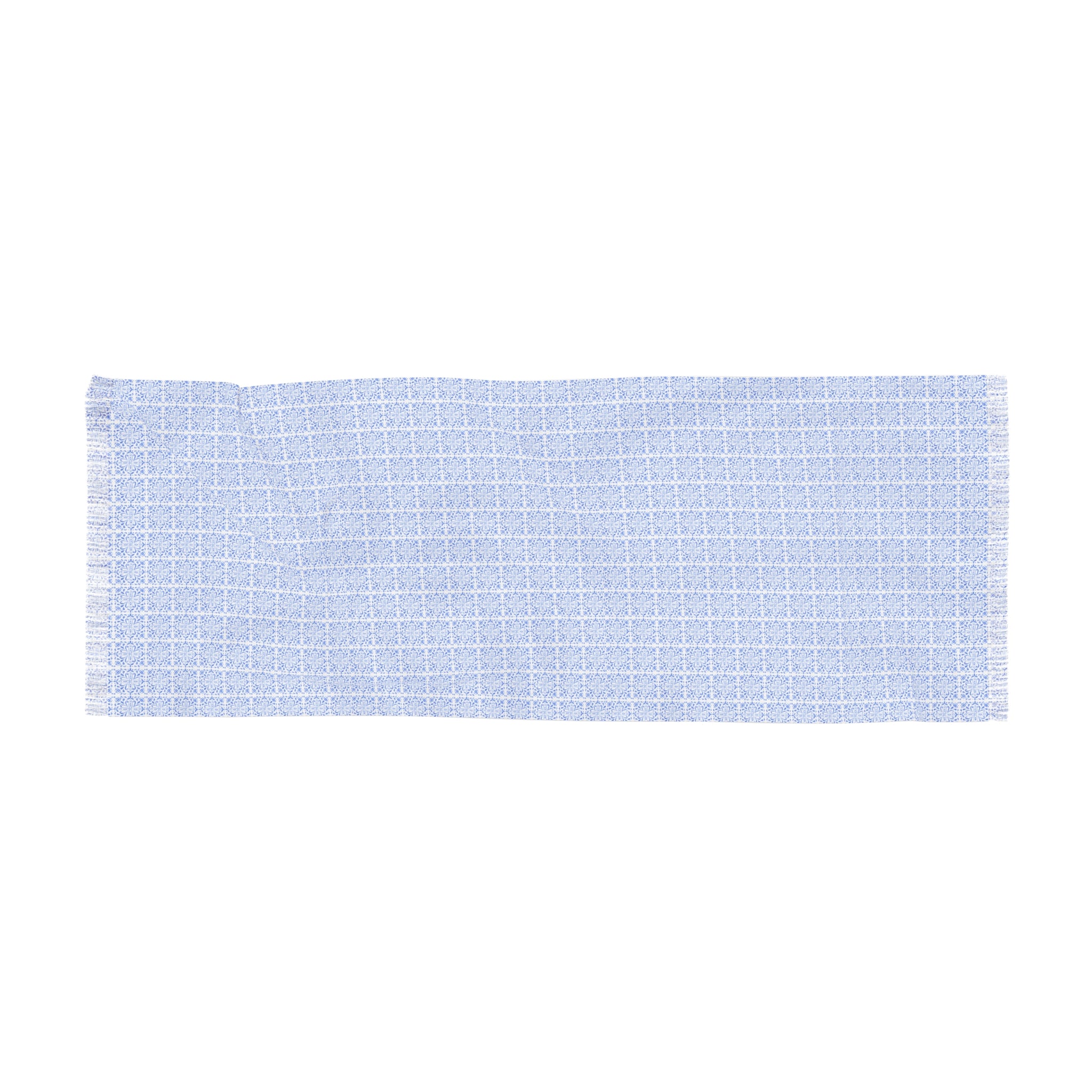 Light Blue Tile Lightweight Scarf | Mediterranean Long Fashion Scarf & Coastal Wrap