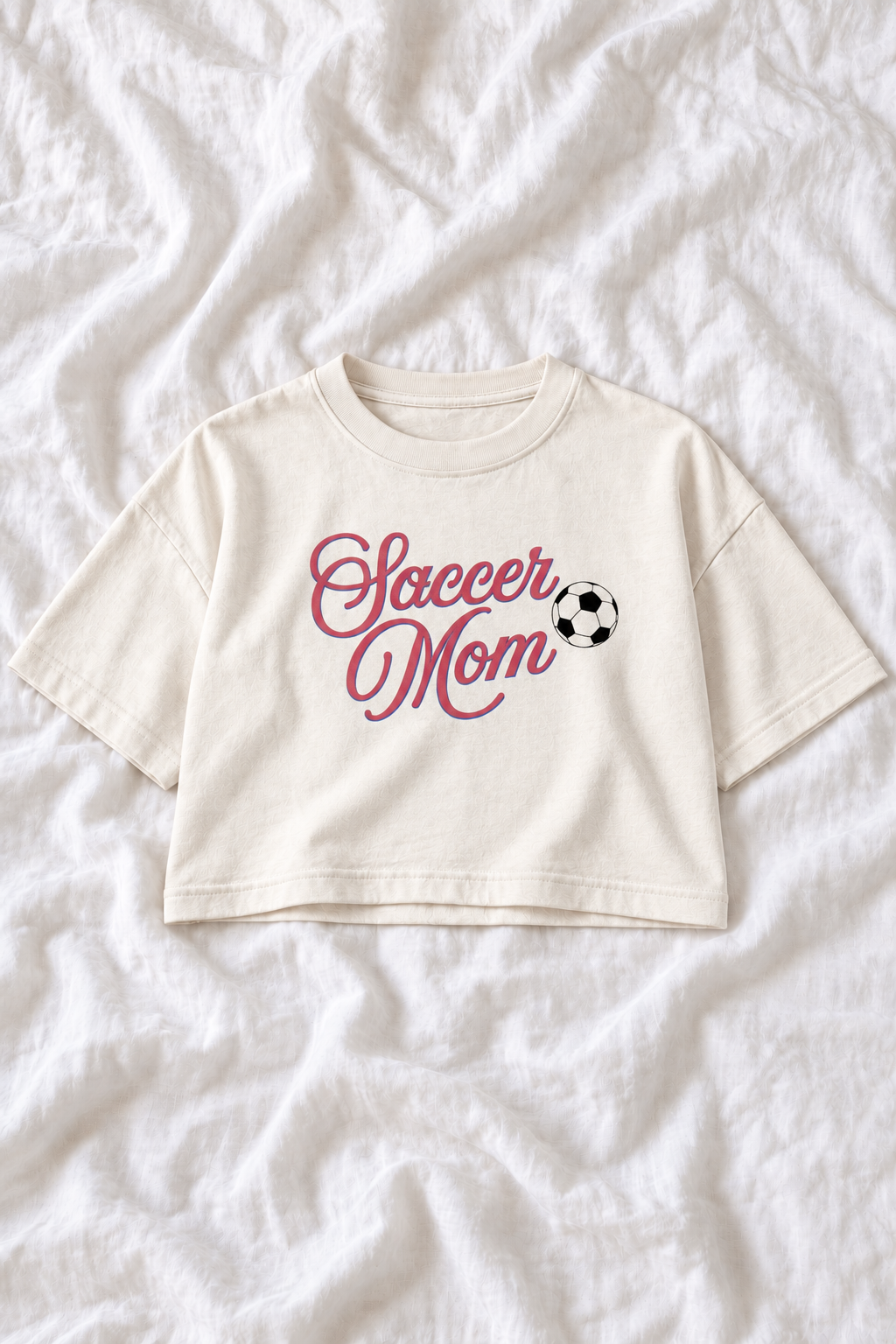 Soccer Mom Oversized Cropped Graphic Tee – Women’s Game Day T-Shirt