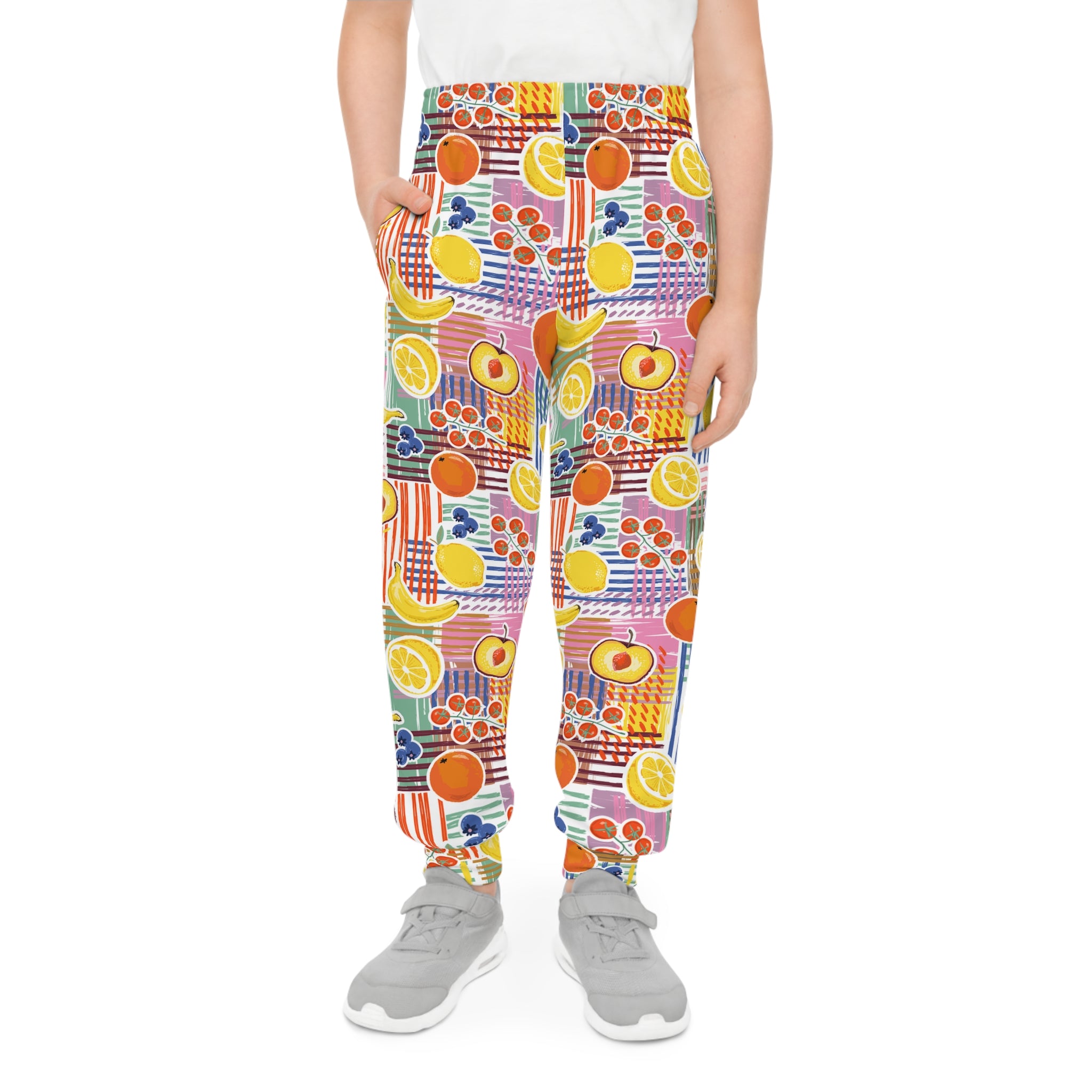Youth Fruit Pattern Joggers — Colorful Kids Sweatpants