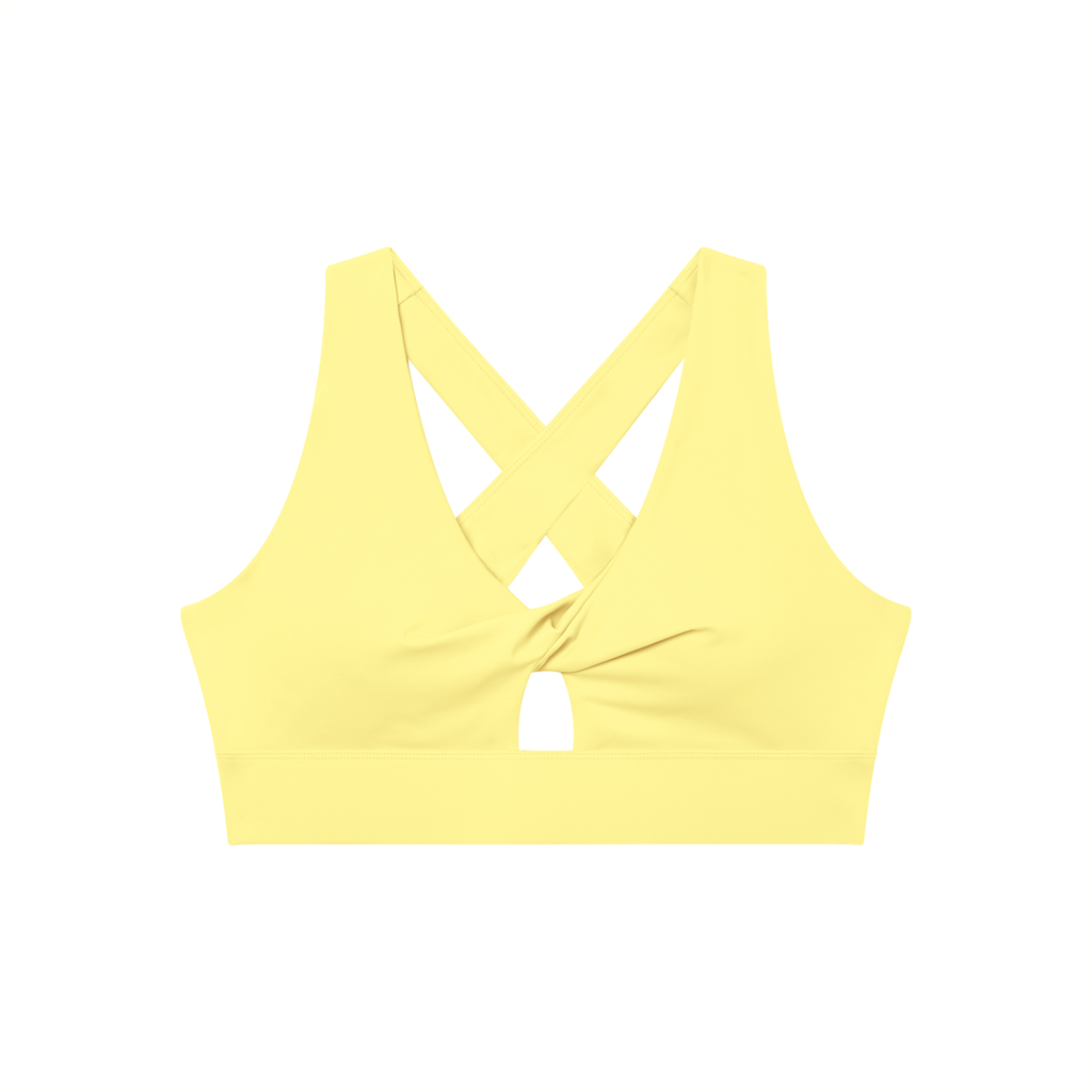 Women's Twist Front V-Neck Sports Bra | Built-In Padded Athletic Workout Bra