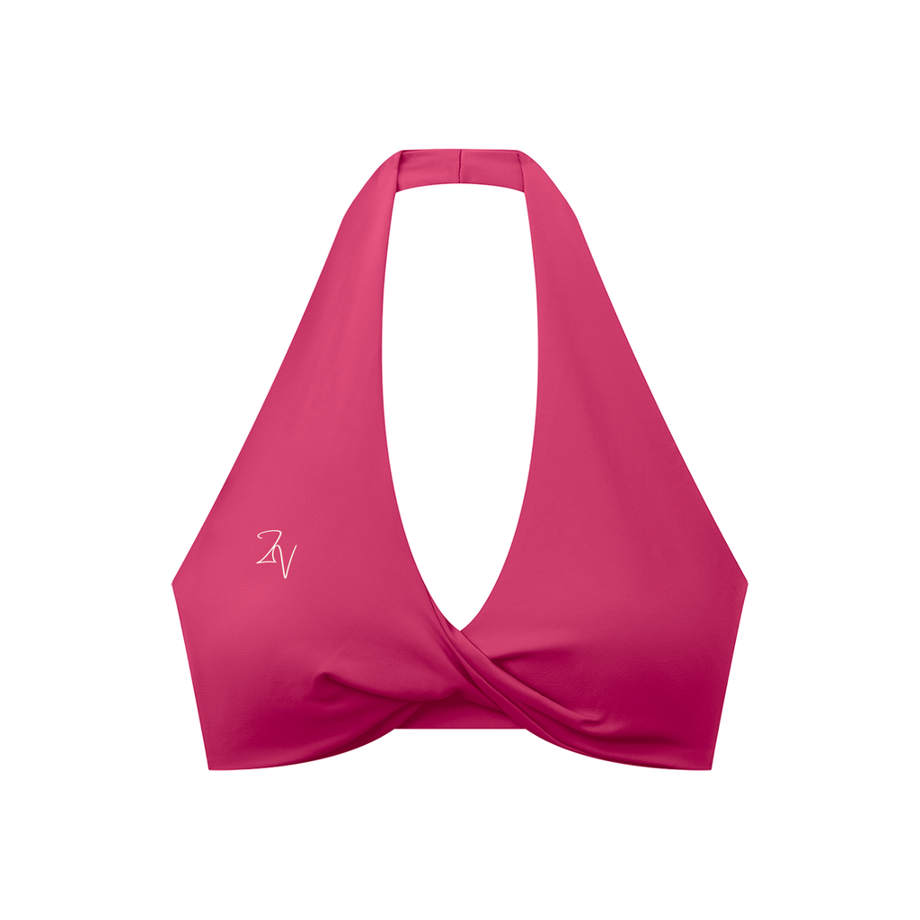 Women's Pleated Halter Sports Bra | Built-In Padded Athletic Workout Bra