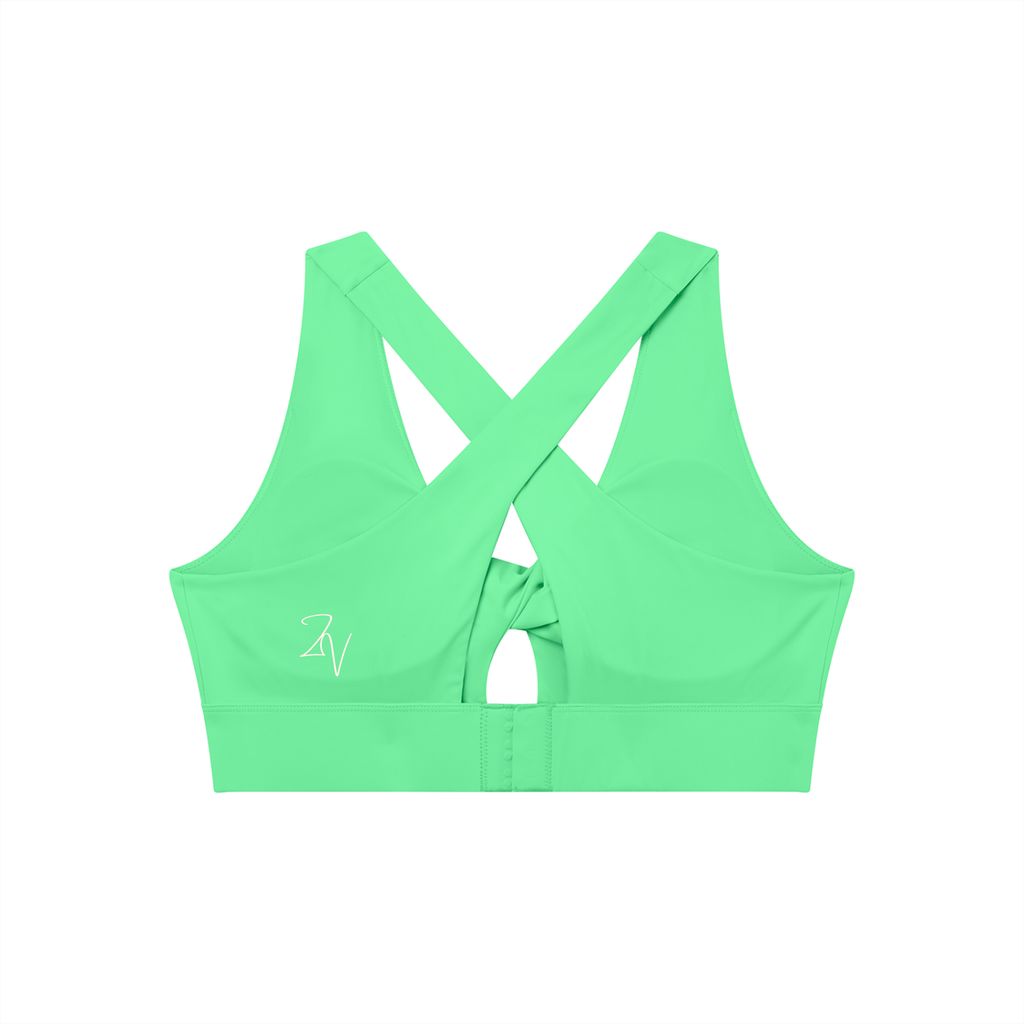 Women's Twist Front V-Neck Sports Bra | Built-In Padded Athletic Workout Bra