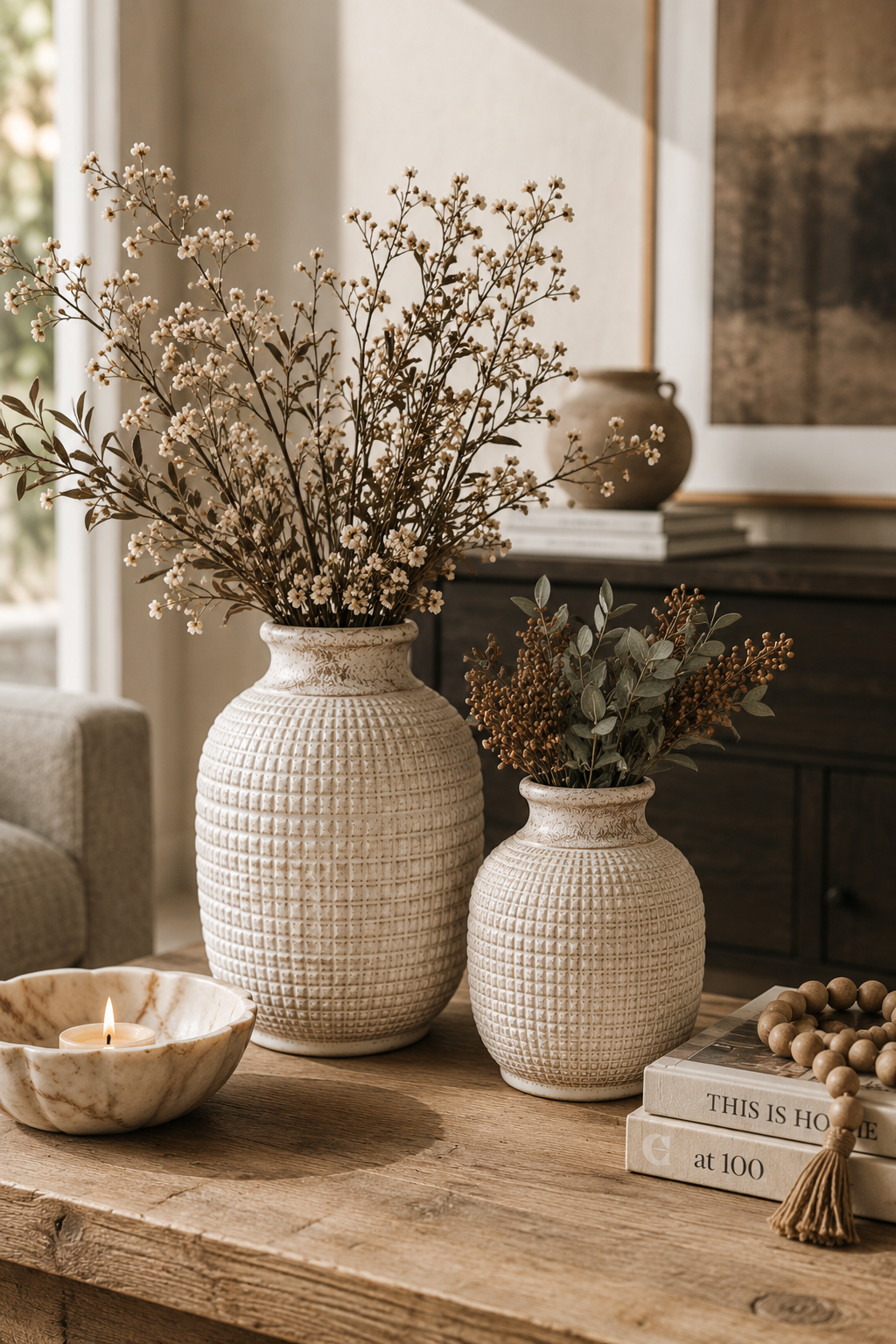 White Textured Porcelain Ceramic Jar Vase