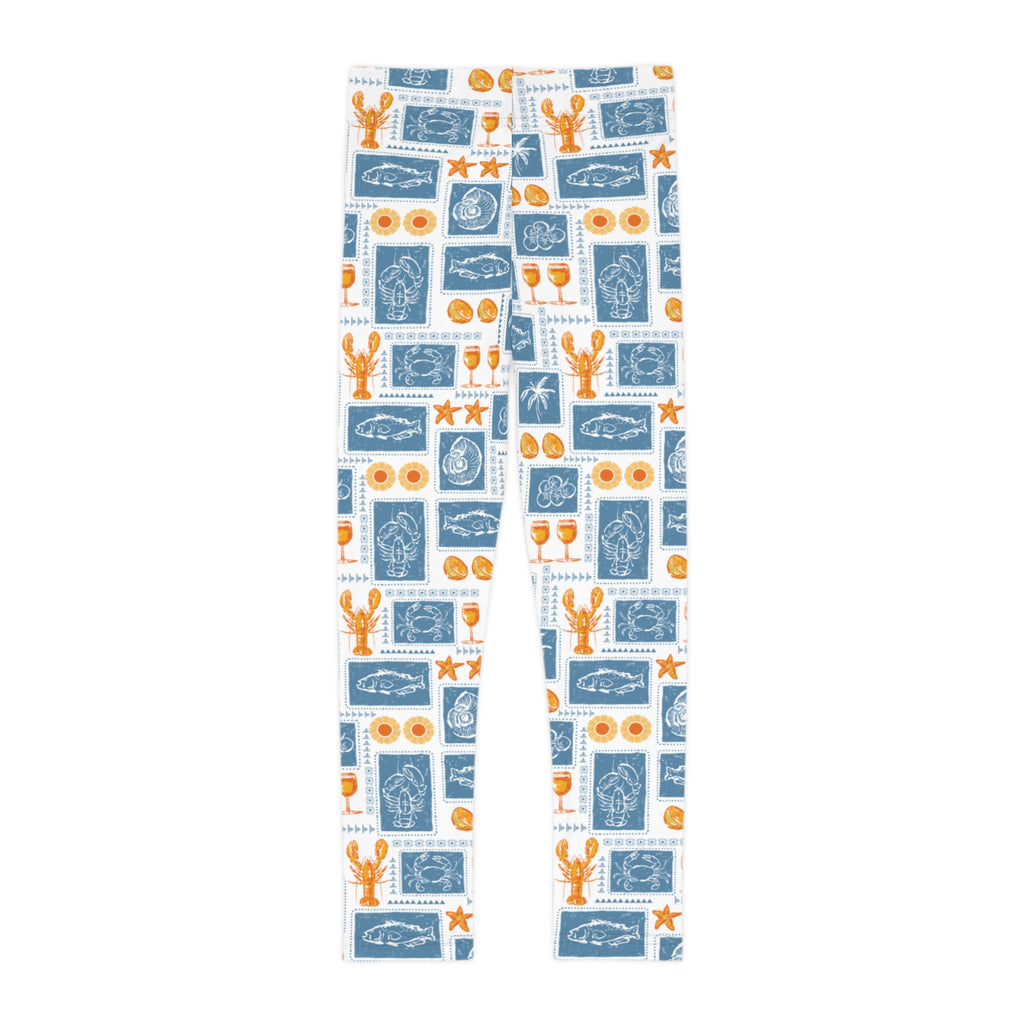 Kids Leggings — Nautical Lobster & Seashell