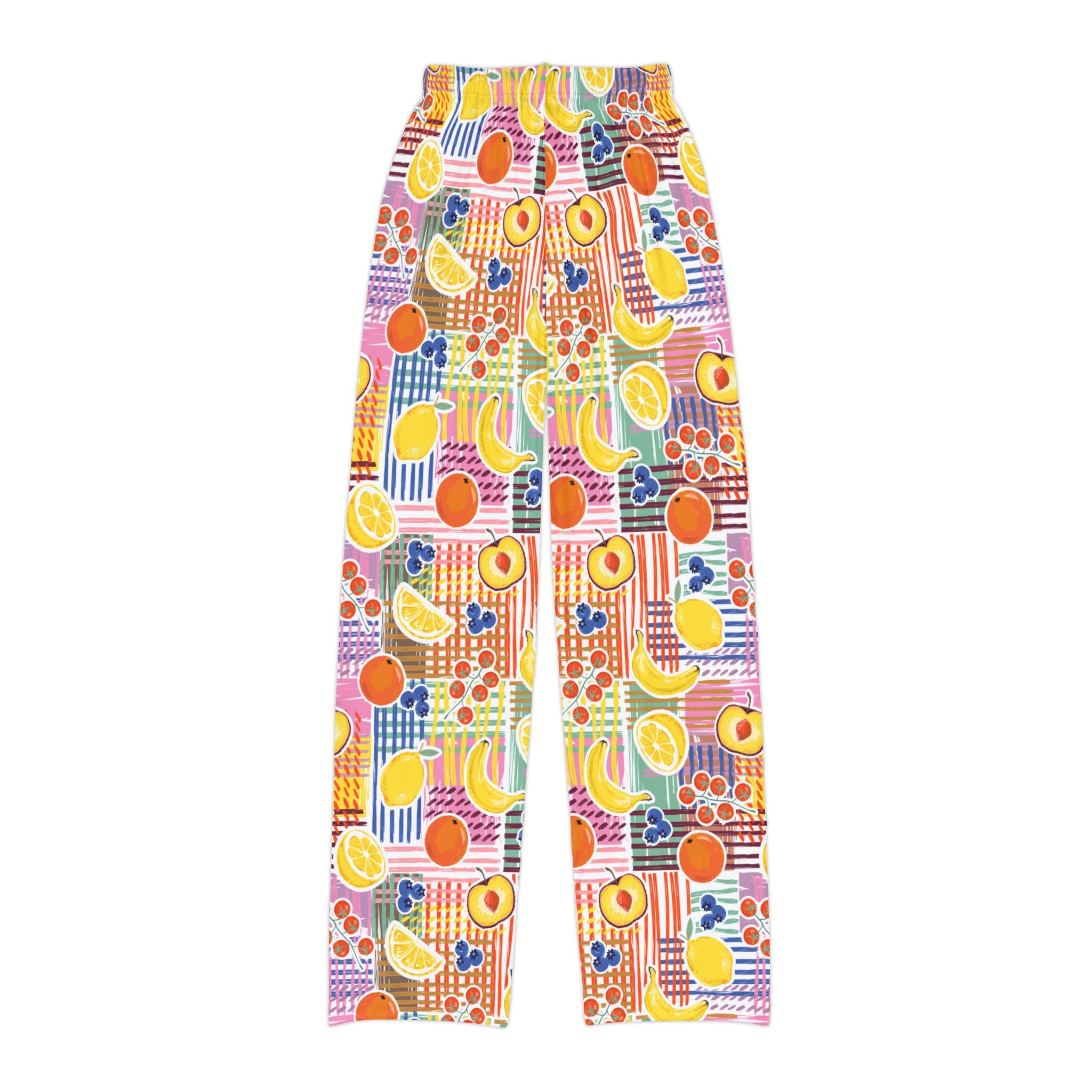 Kids Fruit Pattern Lounge Pants - Colorful Tropical
