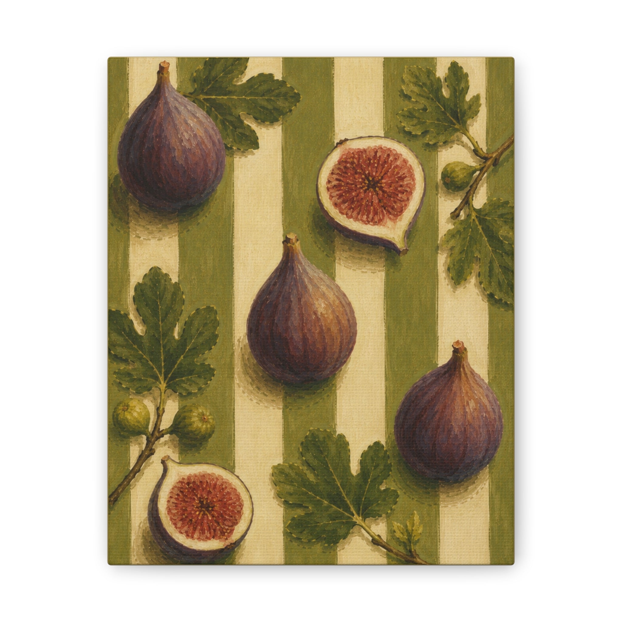 Vintage Fig Canvas Wall Art, French Country Kitchen Decor, Botanical Fruit Artwork, Farmhouse Cottagecore Stretched Canvas
