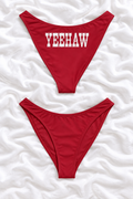 Yeehaw Red V Cut Bikini Bottoms | Western Bachelorette Swimwear