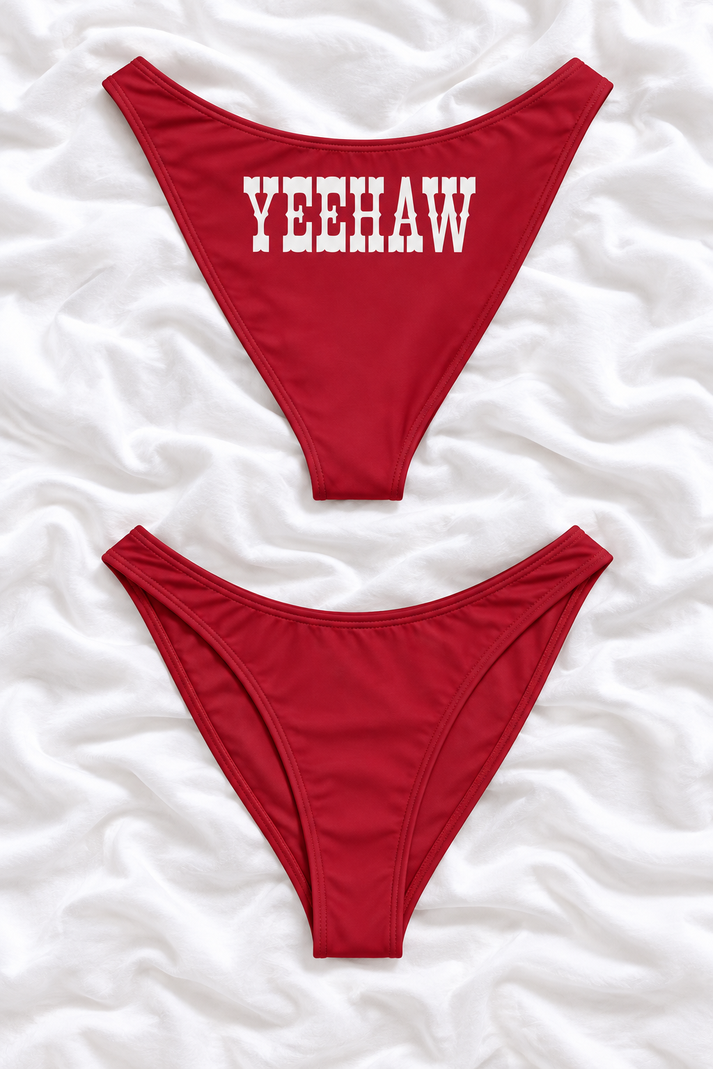 Yeehaw Red V Cut Bikini Bottoms | Western Bachelorette Swimwear