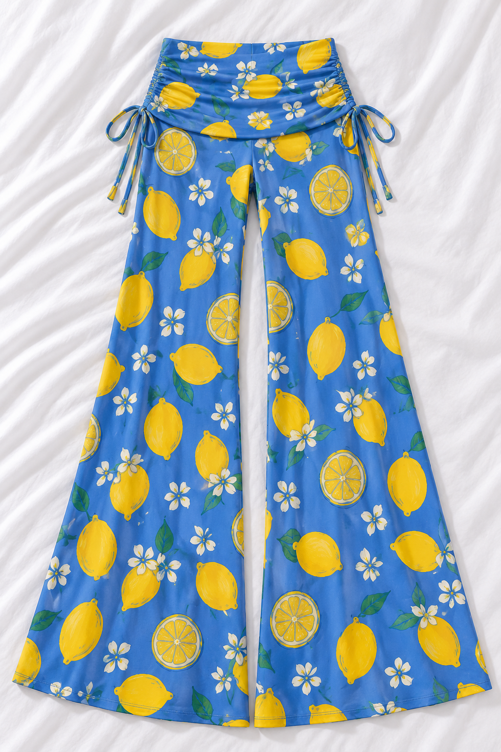 Mediterranean Lemon Wide Leg Pants | Women's Flowy Resort Beach Pants