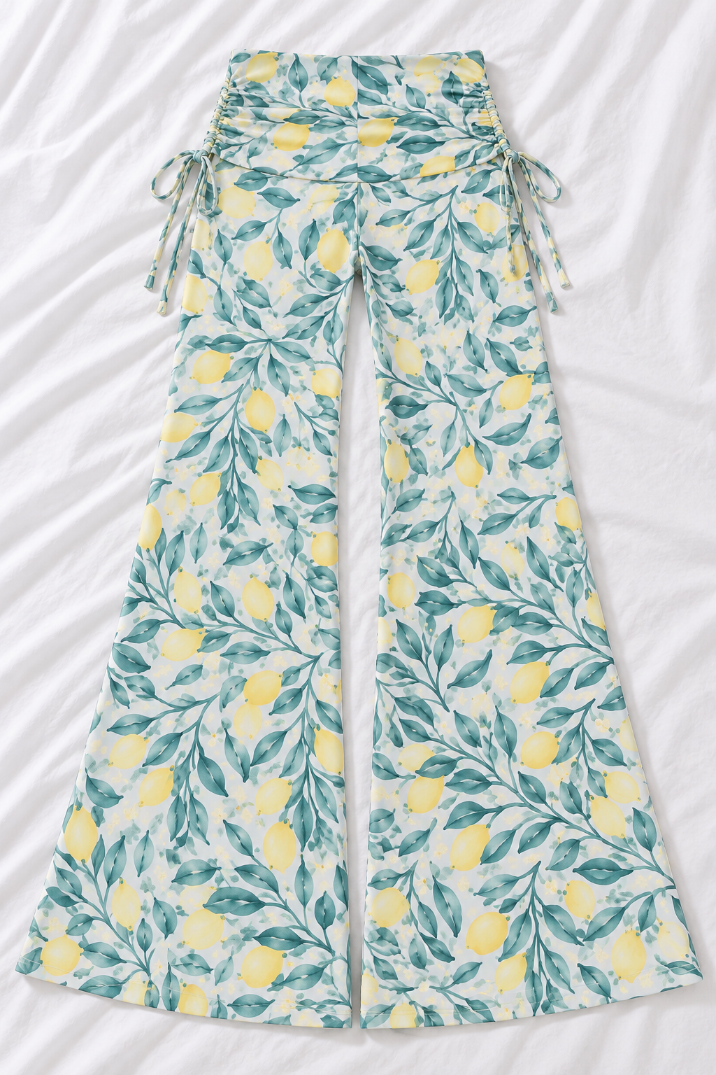 Olive Branch Lemon Wide Leg Pants | Women's Flowy Resort Beach Pants