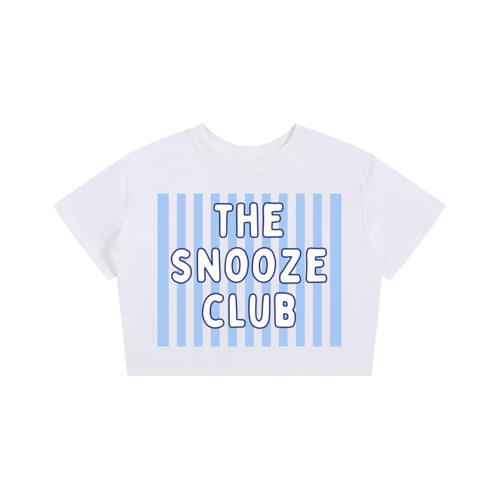 The Snooze Club Women's Baby Crop Tee | Cute Cotton Crop Top