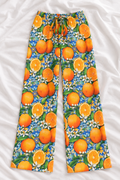 Mediterranean Citrus Relaxed Straight-Leg Pants | Women's Lightweight Beach Lounge Pants