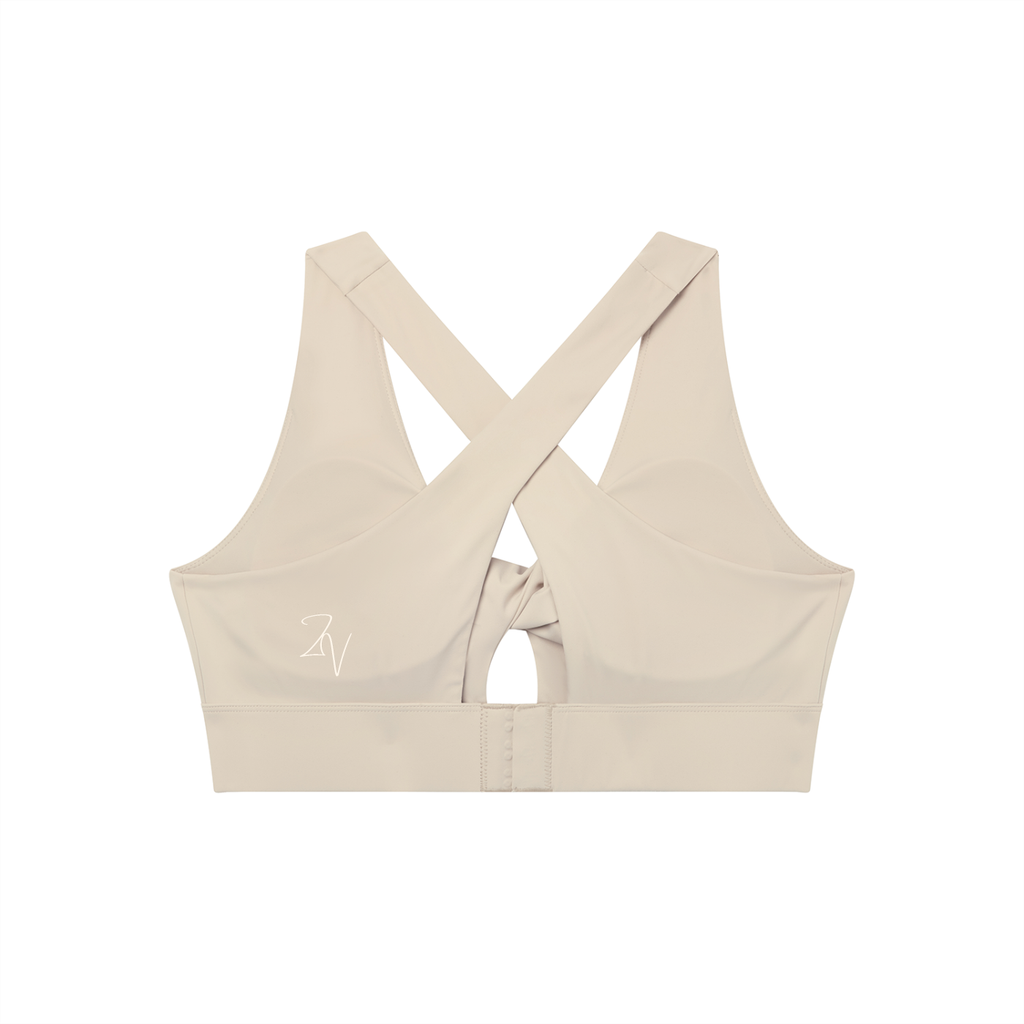 Women's Twist Front V-Neck Sports Bra | Built-In Padded Athletic Workout Bra