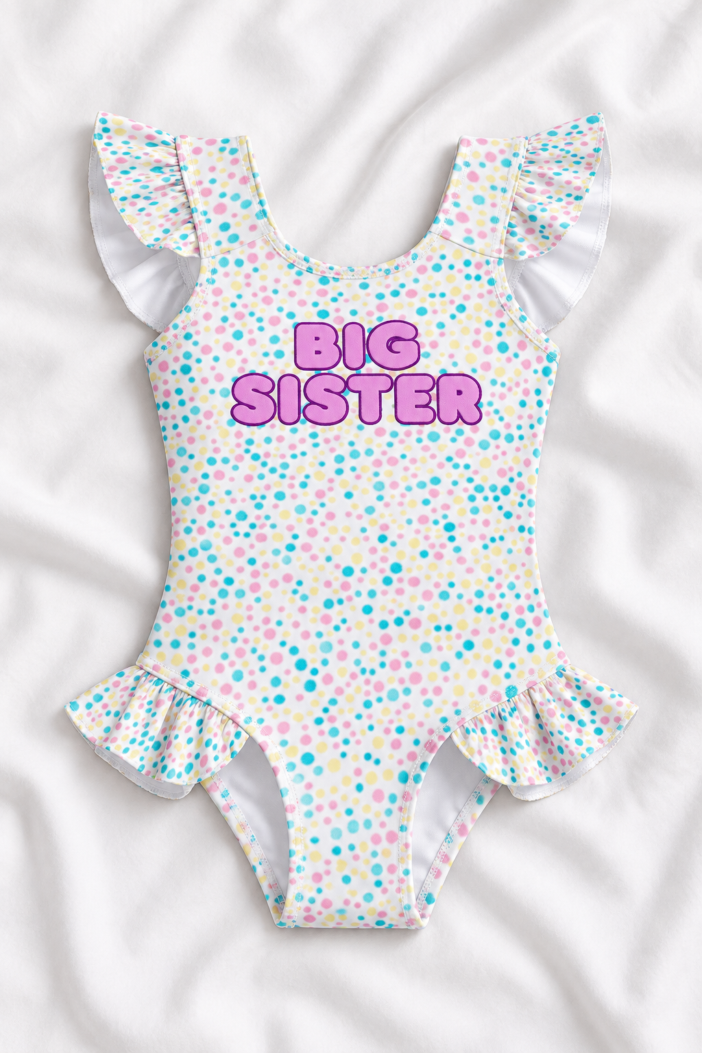 Big Sister Girls’ Ruffle Sleeve Swimsuit – Kids One Piece Swimwear