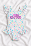 Big Sister Girls’ Ruffle Sleeve Swimsuit – Kids One Piece Swimwear