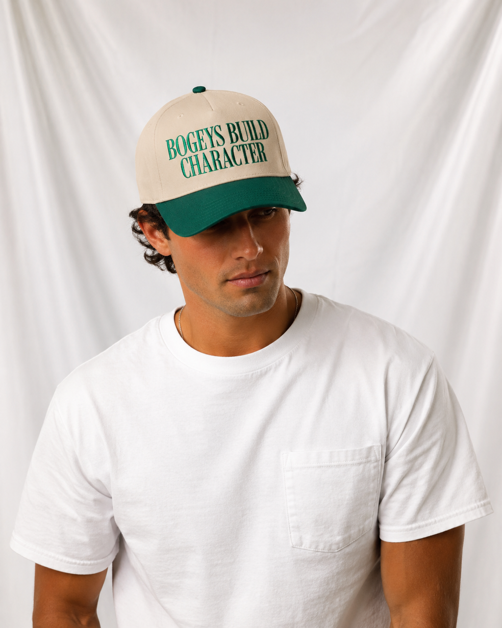Bogeys Build Character Embroidered 5-Panel Cap | Adjustable Mid-Profile Snapback Hat