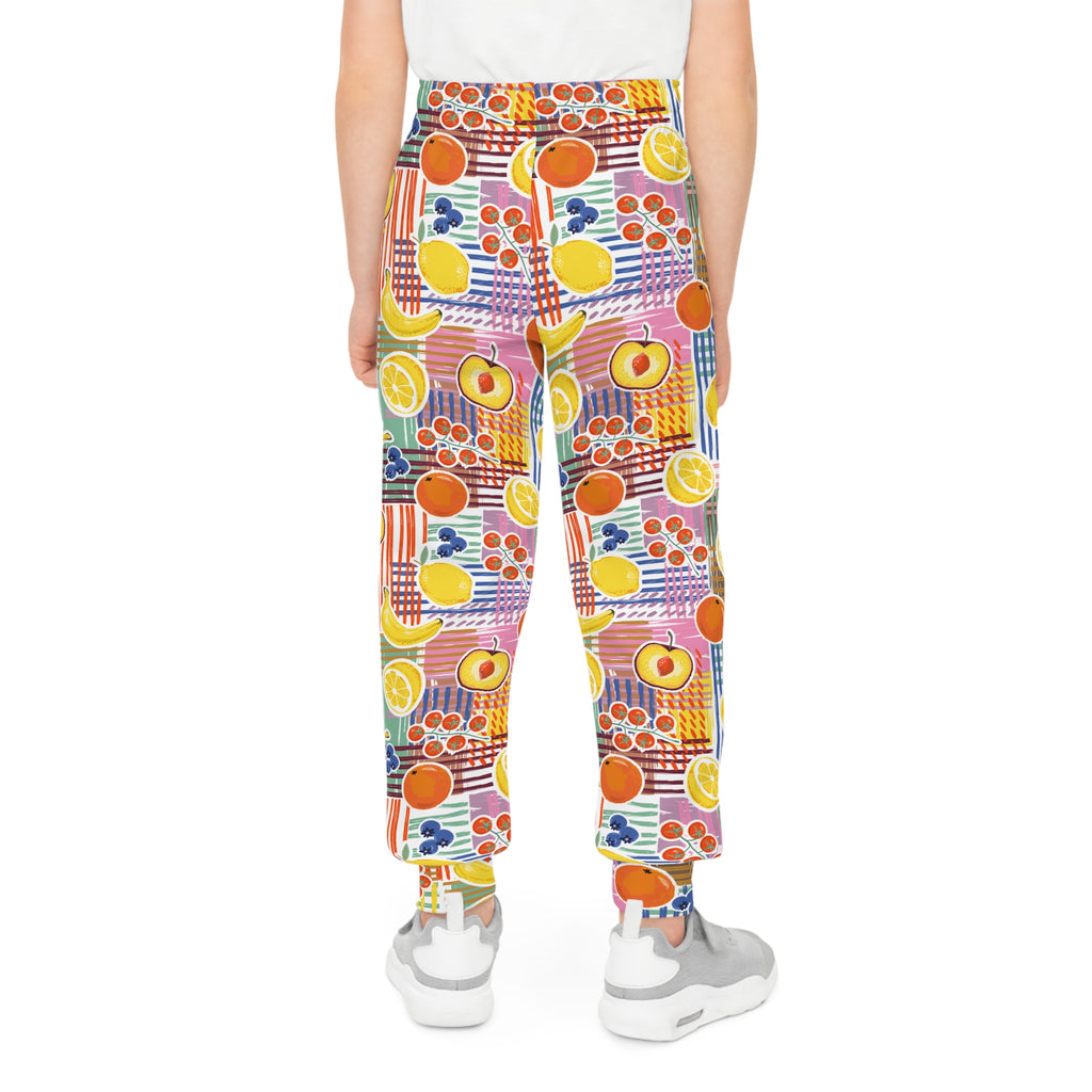 Youth Fruit Pattern Joggers — Colorful Kids Sweatpants