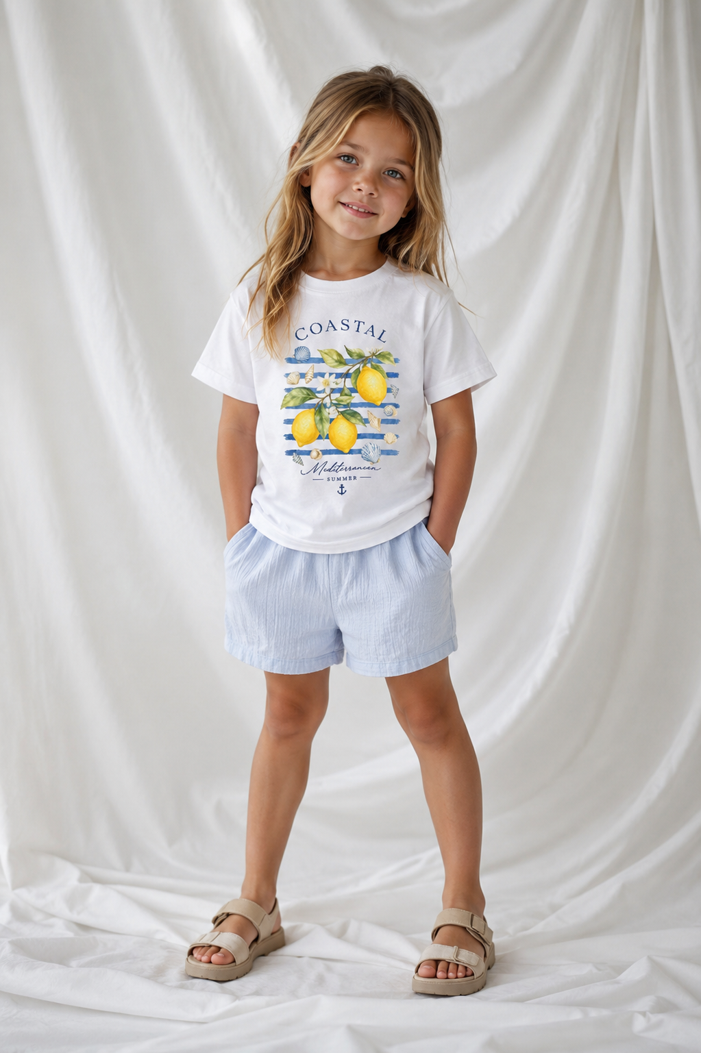 Youth T-Shirt — Coastal Mediterranean Lemons Graphic