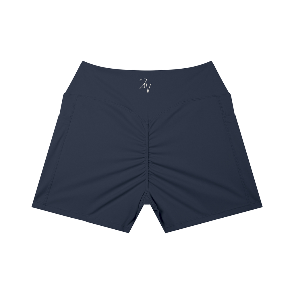 Women's High Rise Pocket Biker Shorts | Athletic Performance Workout Shorts