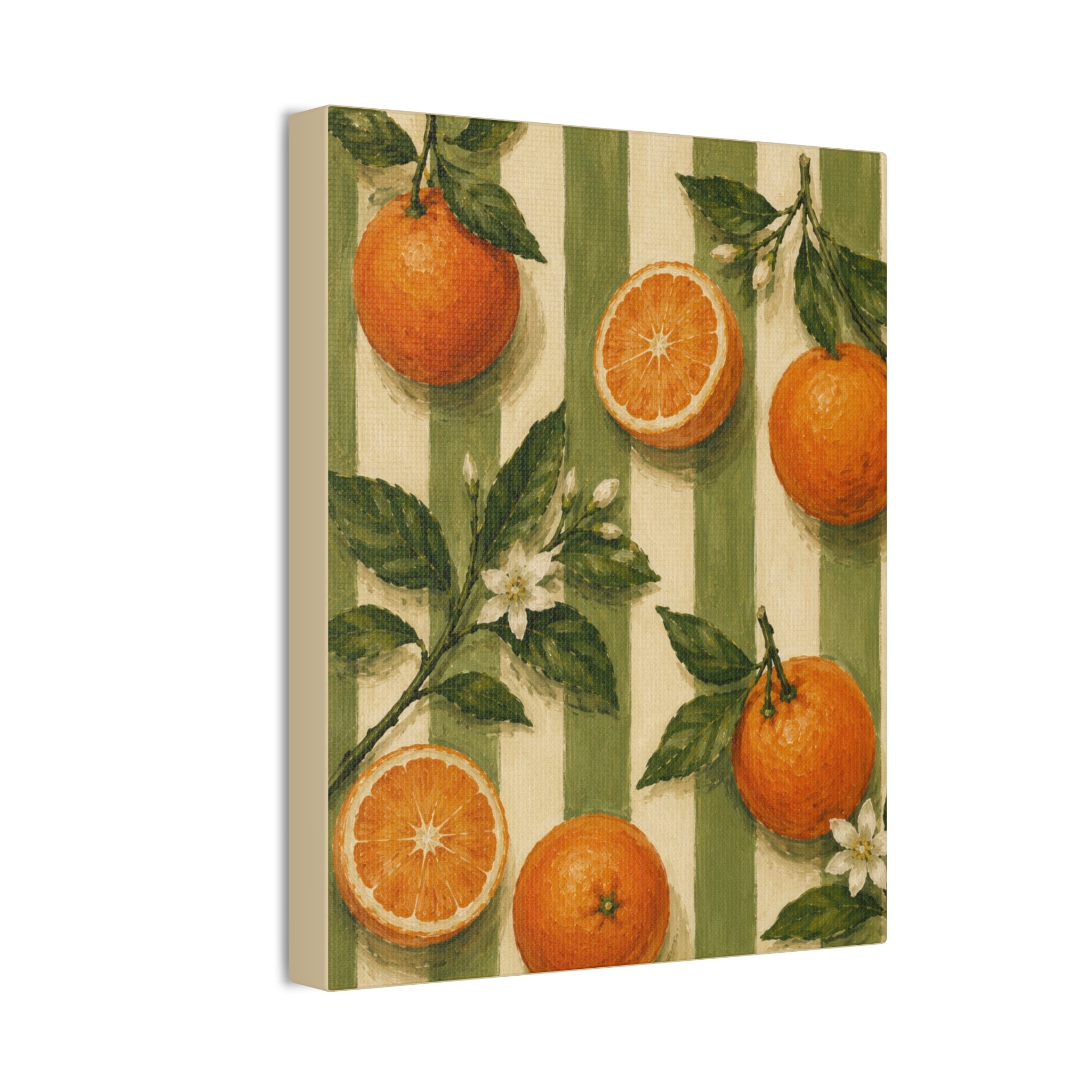 Vintage Orange Canvas Wall Art, French Country Kitchen Decor, Botanical Citrus Artwork, Farmhouse Cottagecore Stretched Canvas
