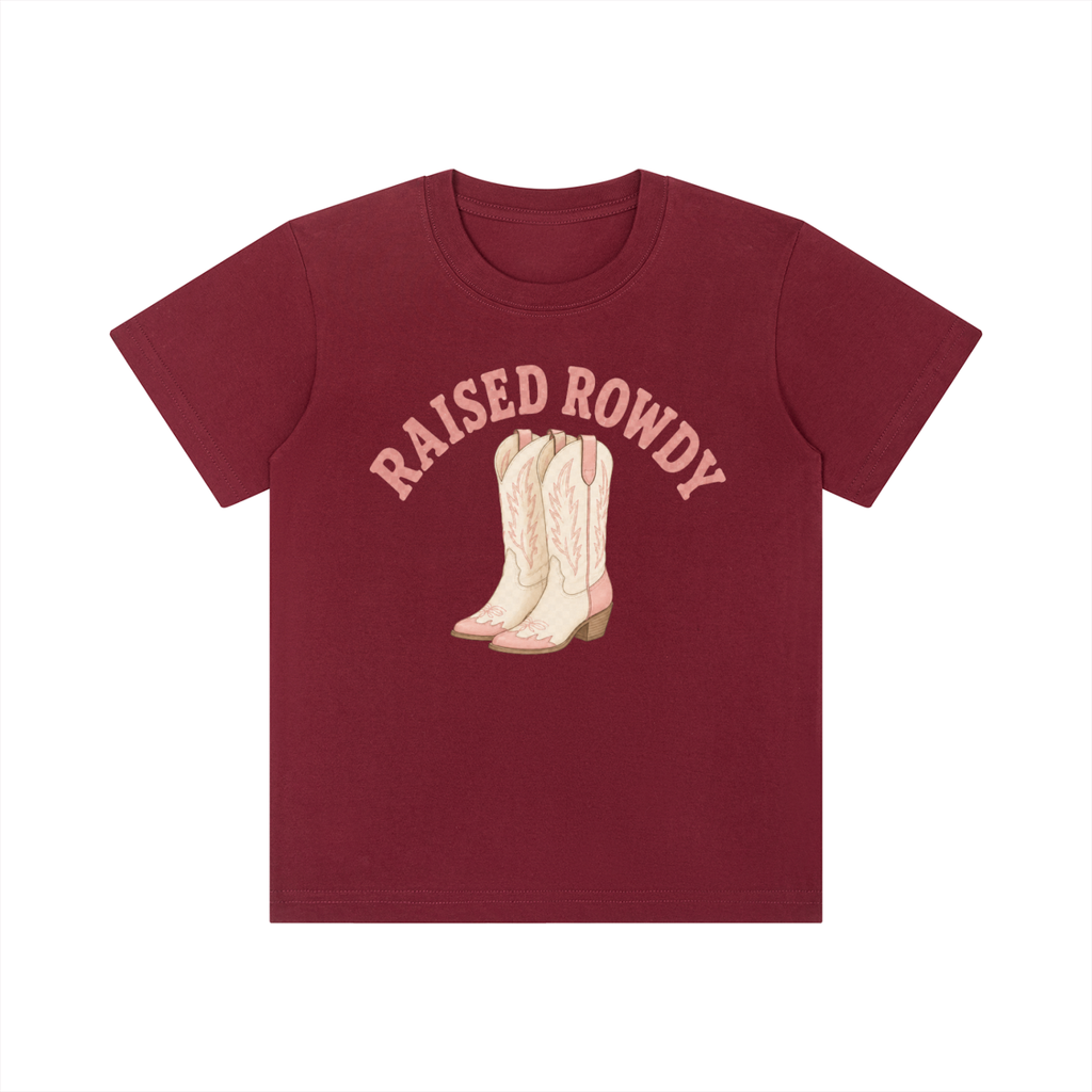 Raised Rowdy Kids Cotton Tee | Western Country Graphic T-Shirt for Toddlers & Youth
