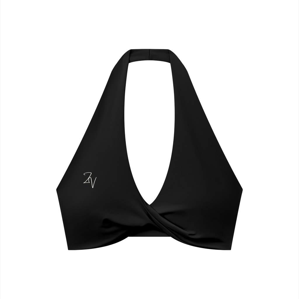 Women's Pleated Halter Sports Bra | Built-In Padded Athletic Workout Bra