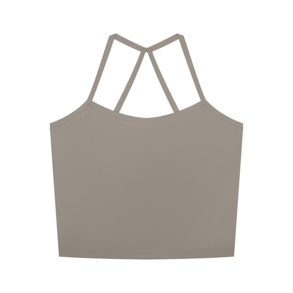 Women's Cross Back Active Crop Tank | Built-In Padded Workout Top