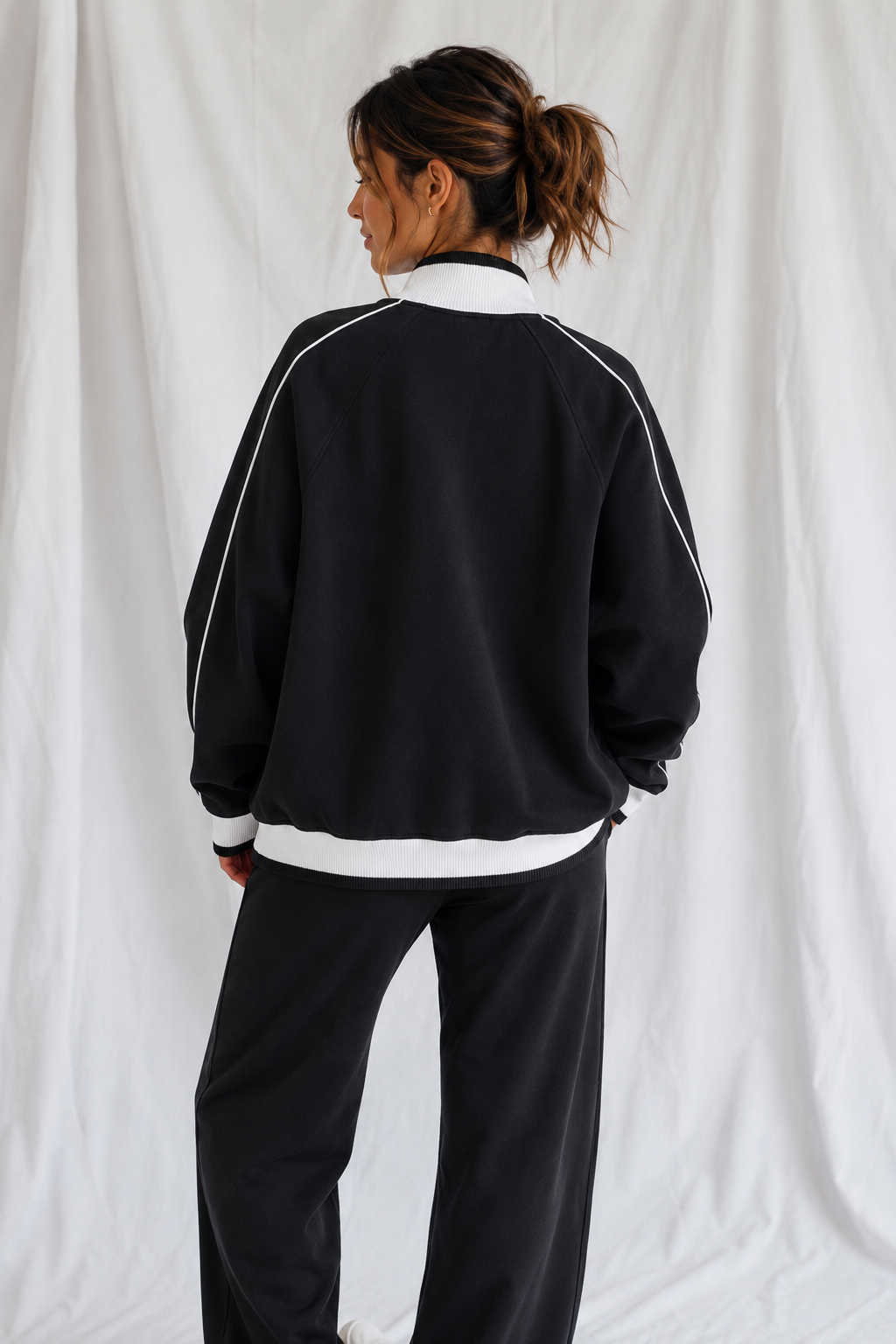 Mrs. Black Track Jacket – Oversized Bridal Zip-Up