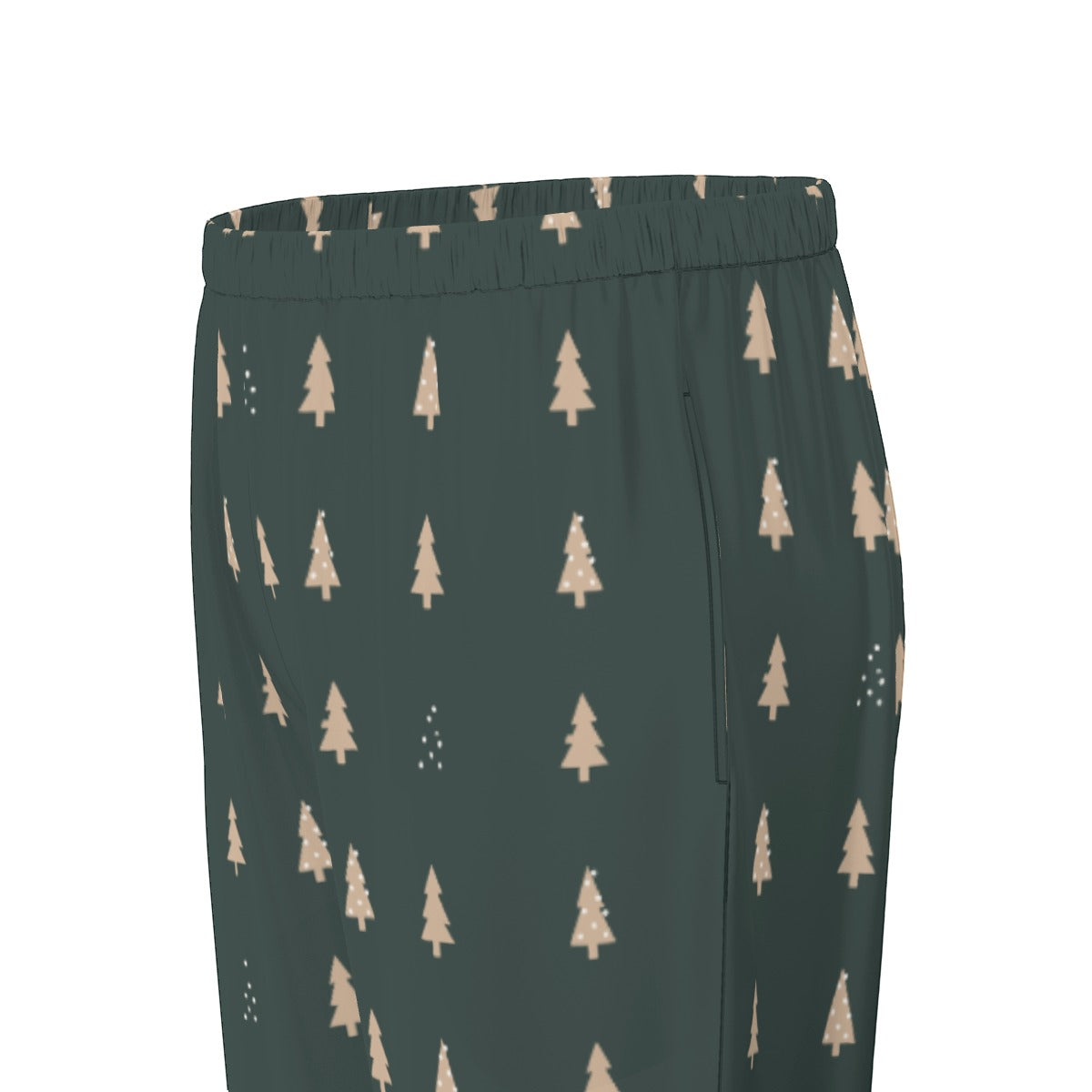 Women's Forest Green Christmas Tree Silky Long Sleeve Pajama Set