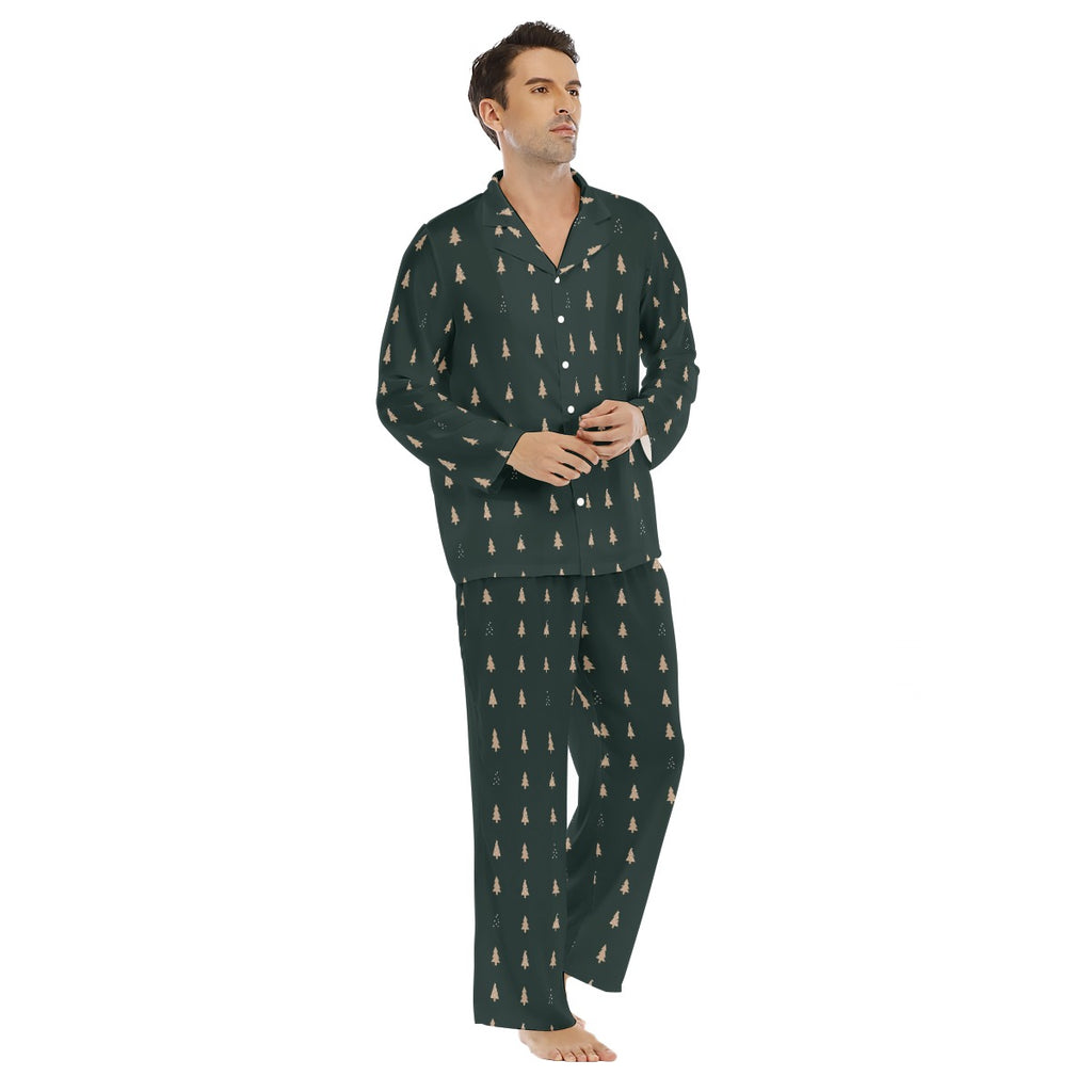 Men's Forest Green Christmas Tree Long Sleeve Pajama Set