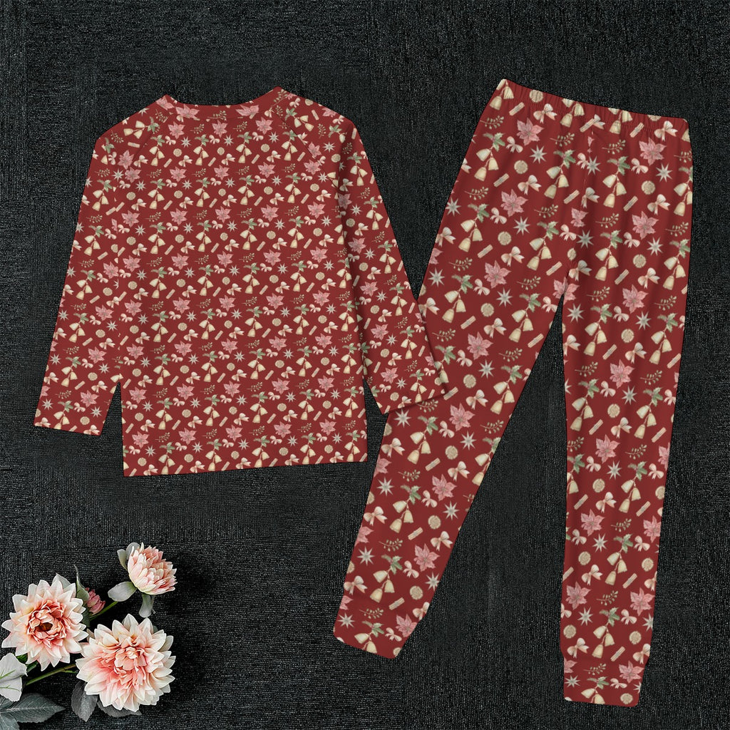 Kids Red Christmas Gingerbread & Candy Cane Soft-Touch Pajama Set