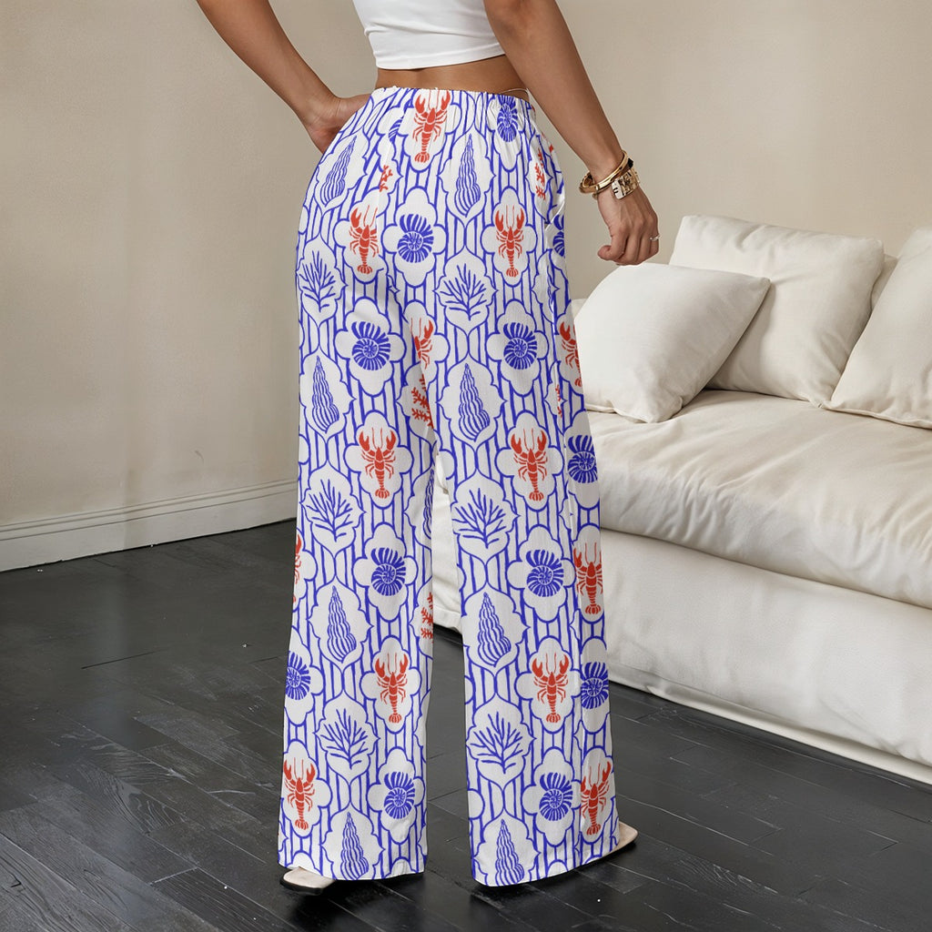 Coastal Lobster Relaxed Straight-Leg Pants | Women's Lightweight Beach Lounge Pants