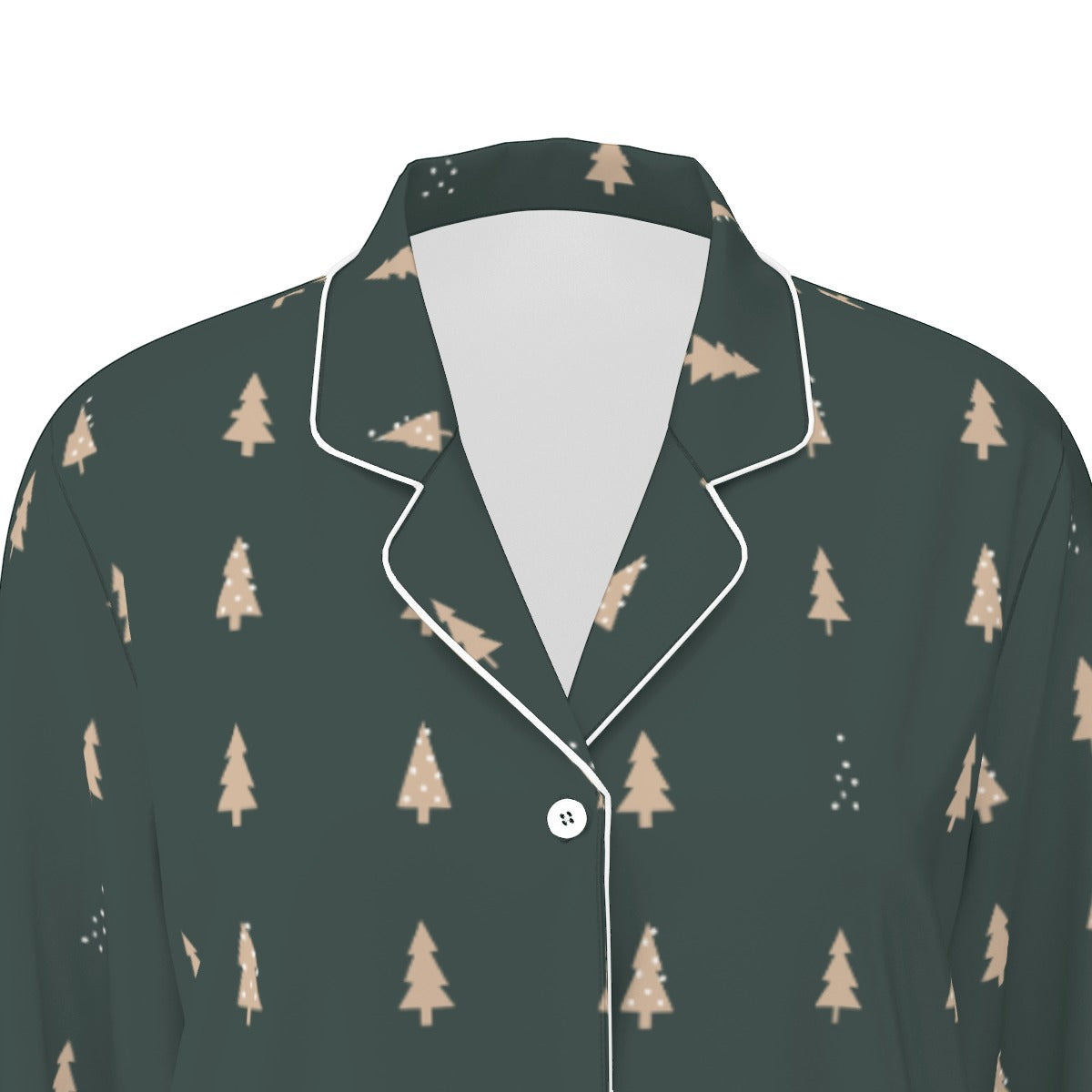 Women's Forest Green Christmas Tree Silky Long Sleeve Pajama Set