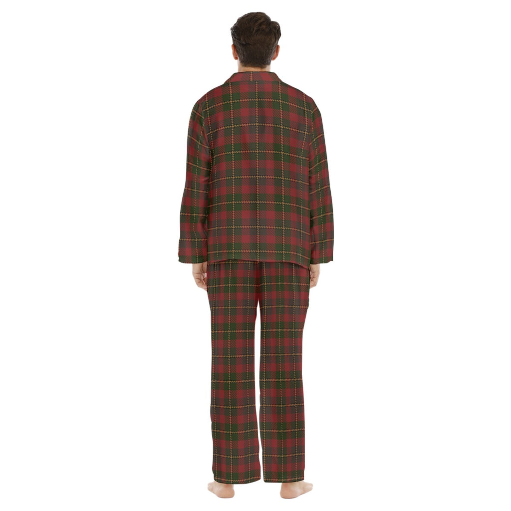 Men's Red & Green Christmas Plaid Teddy Bear Long Sleeve Pajama Set