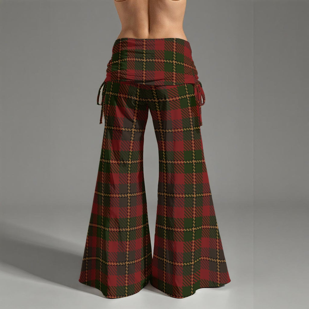 Women's Christmas Plaid High Waist Wide Leg Pants