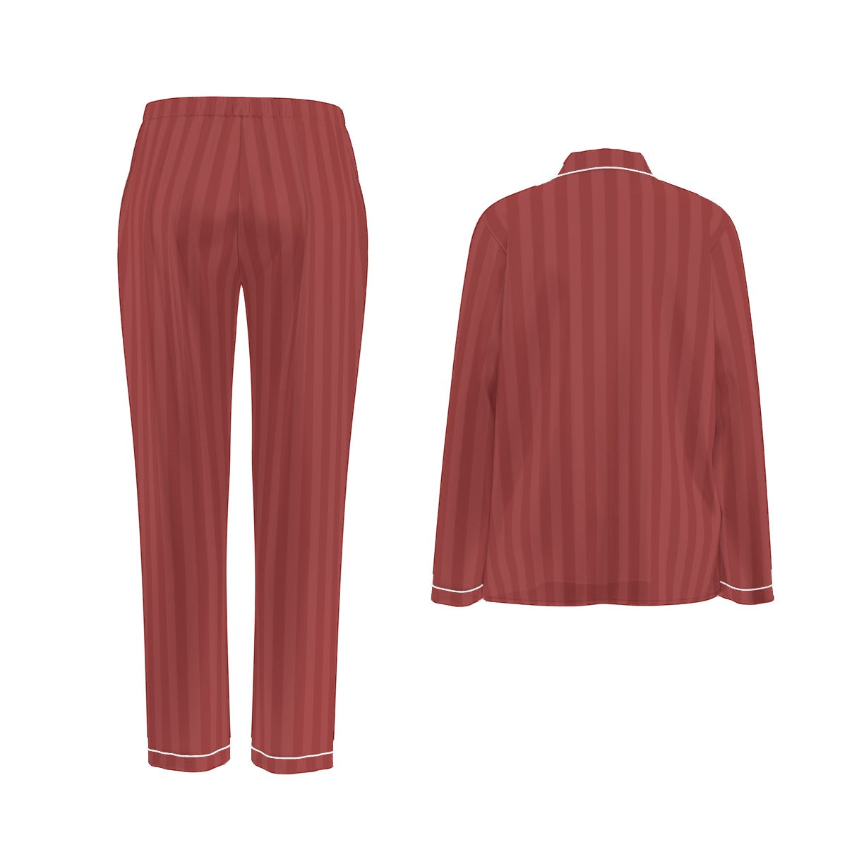Women's Dusty Rose Striped Silky Long Sleeve Pajama Set
