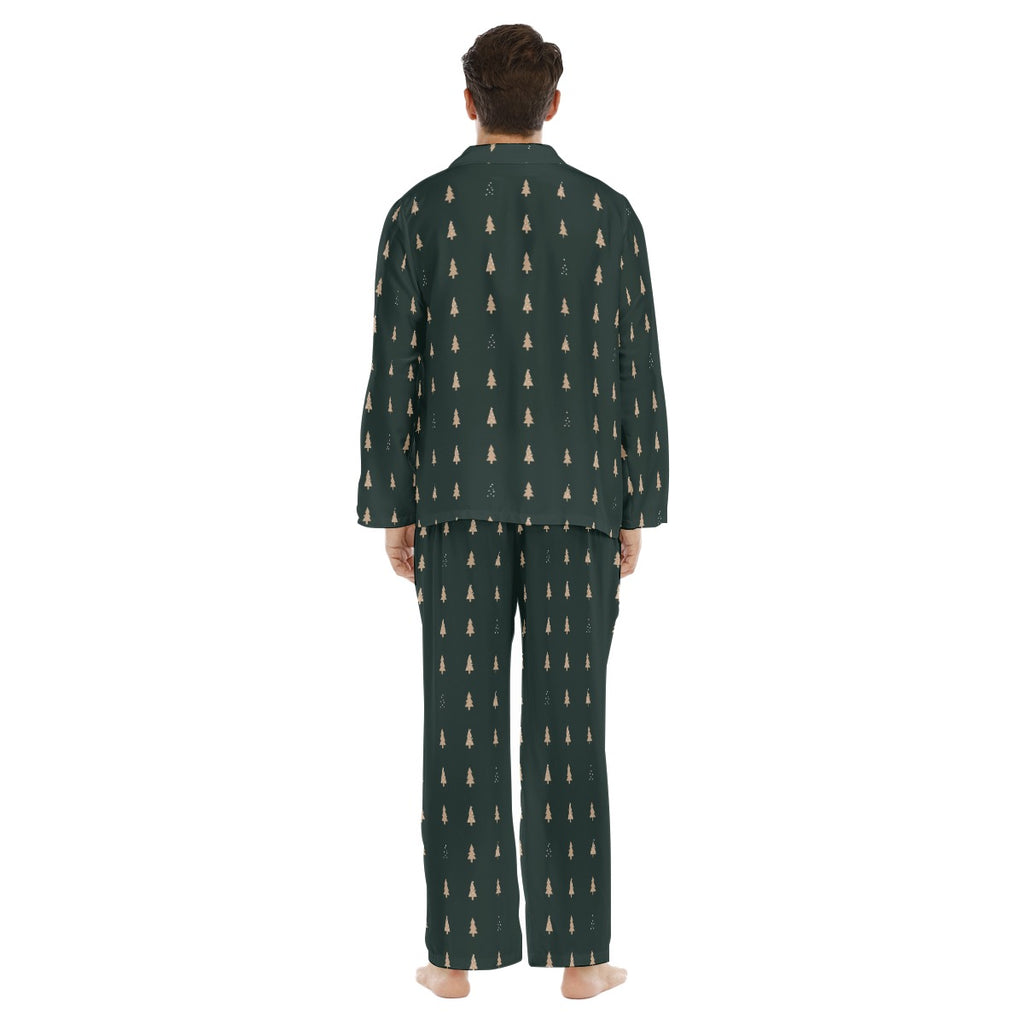 Men's Forest Green Christmas Tree Long Sleeve Pajama Set